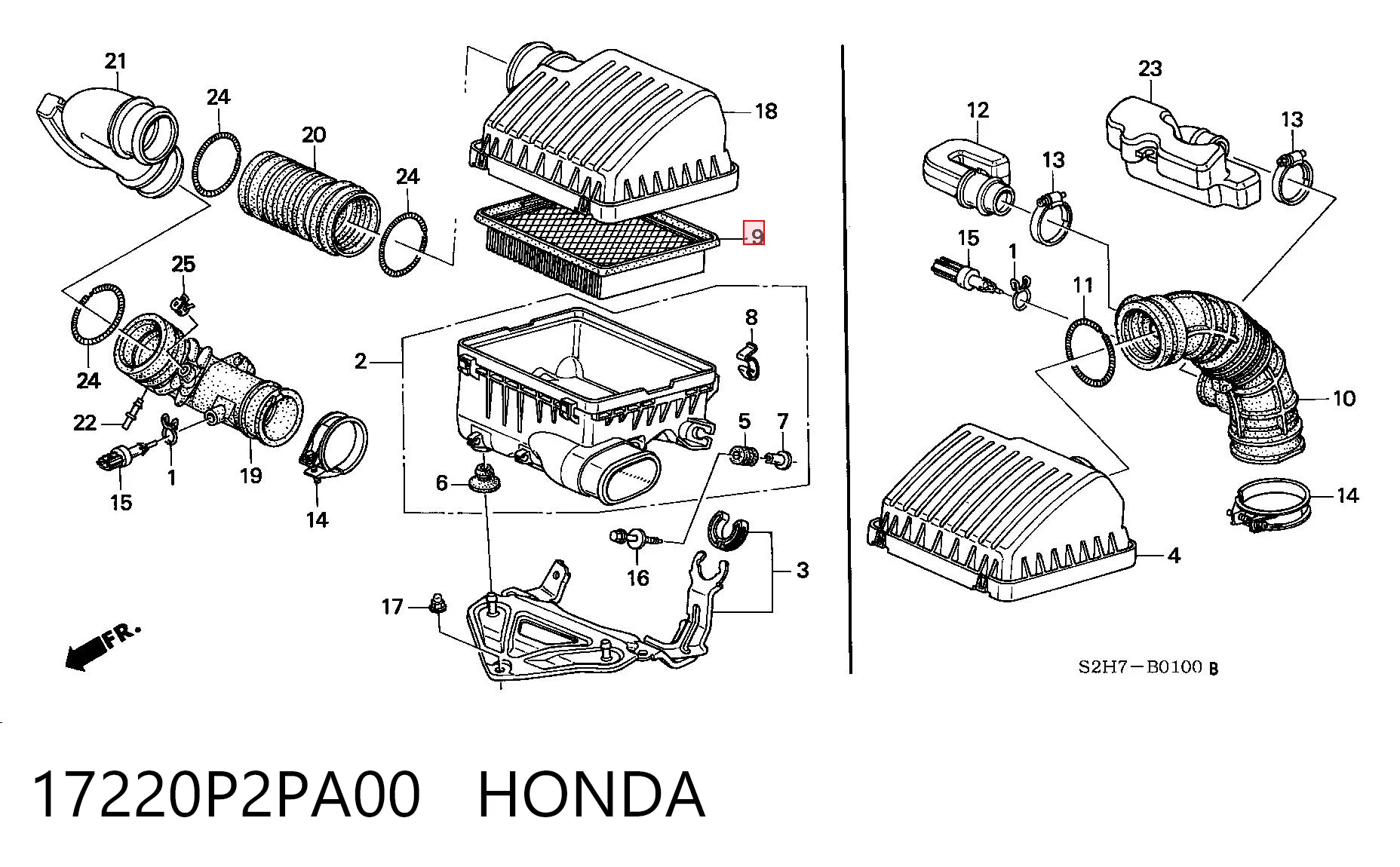 17220P2PA00 Honda Повітряний фільтр двигуна