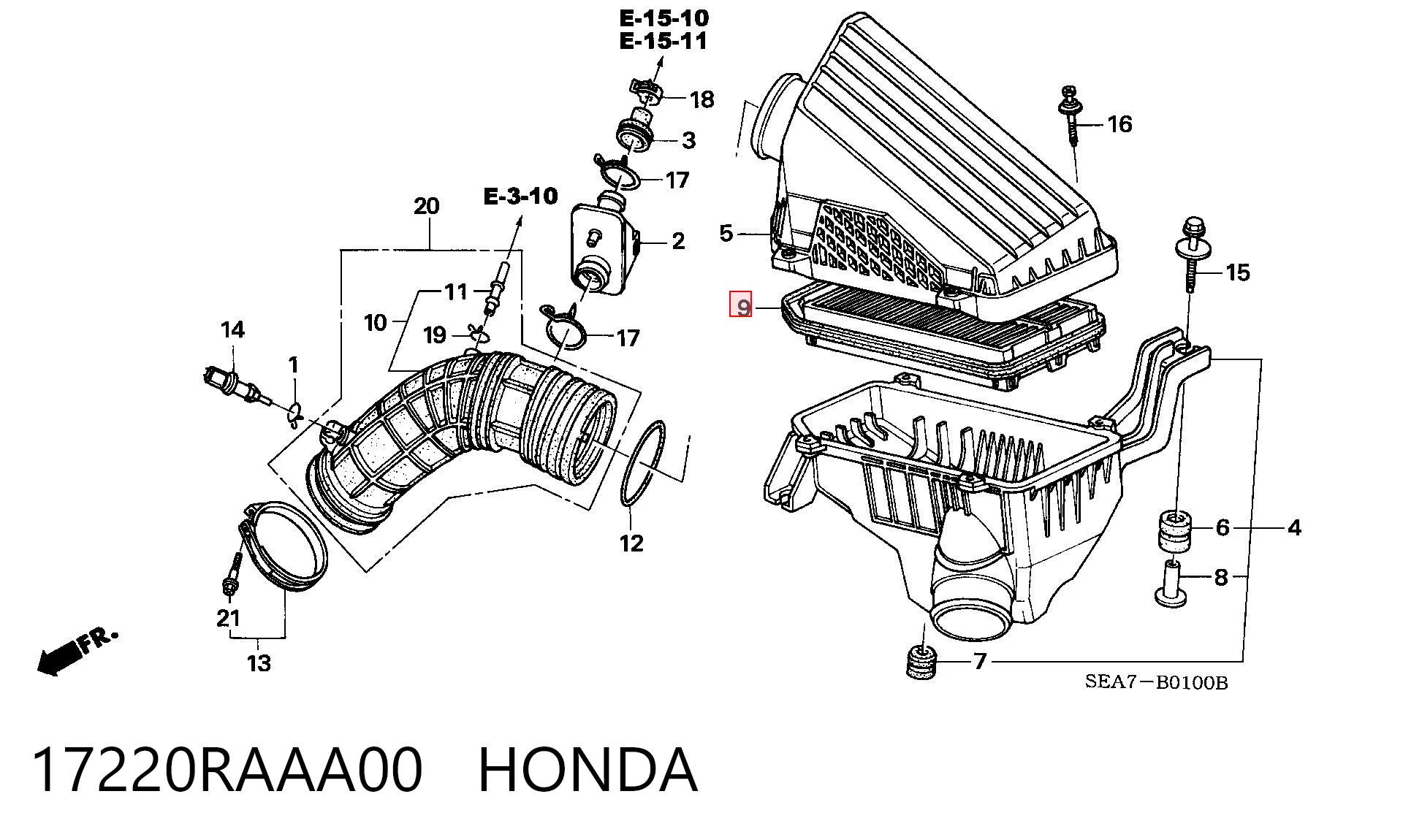 17220RAAA00 Honda Повітряний фільтр двигуна