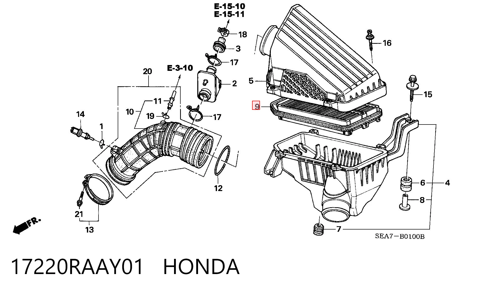 17220RAAY01 Honda Повітряний фільтр двигуна