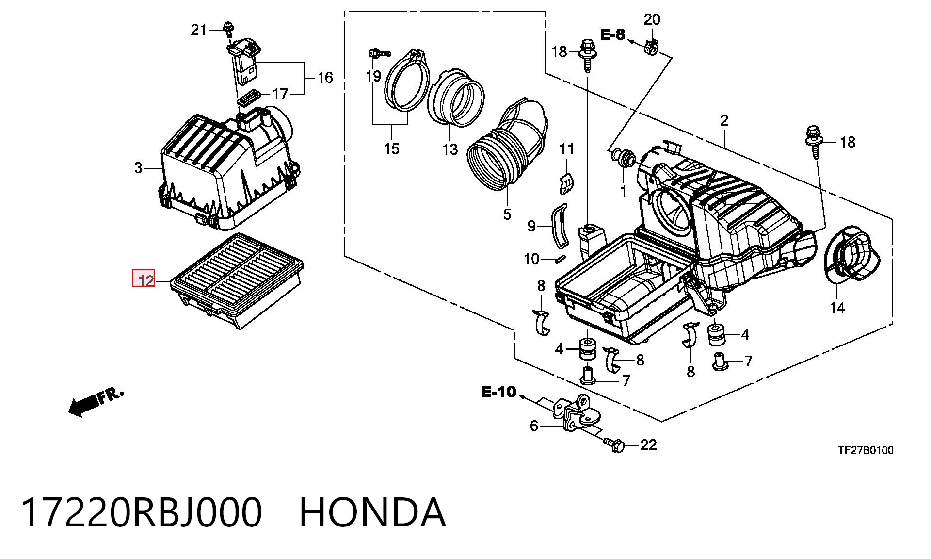 17220RBJ000 Honda Повітряний фільтр двигуна