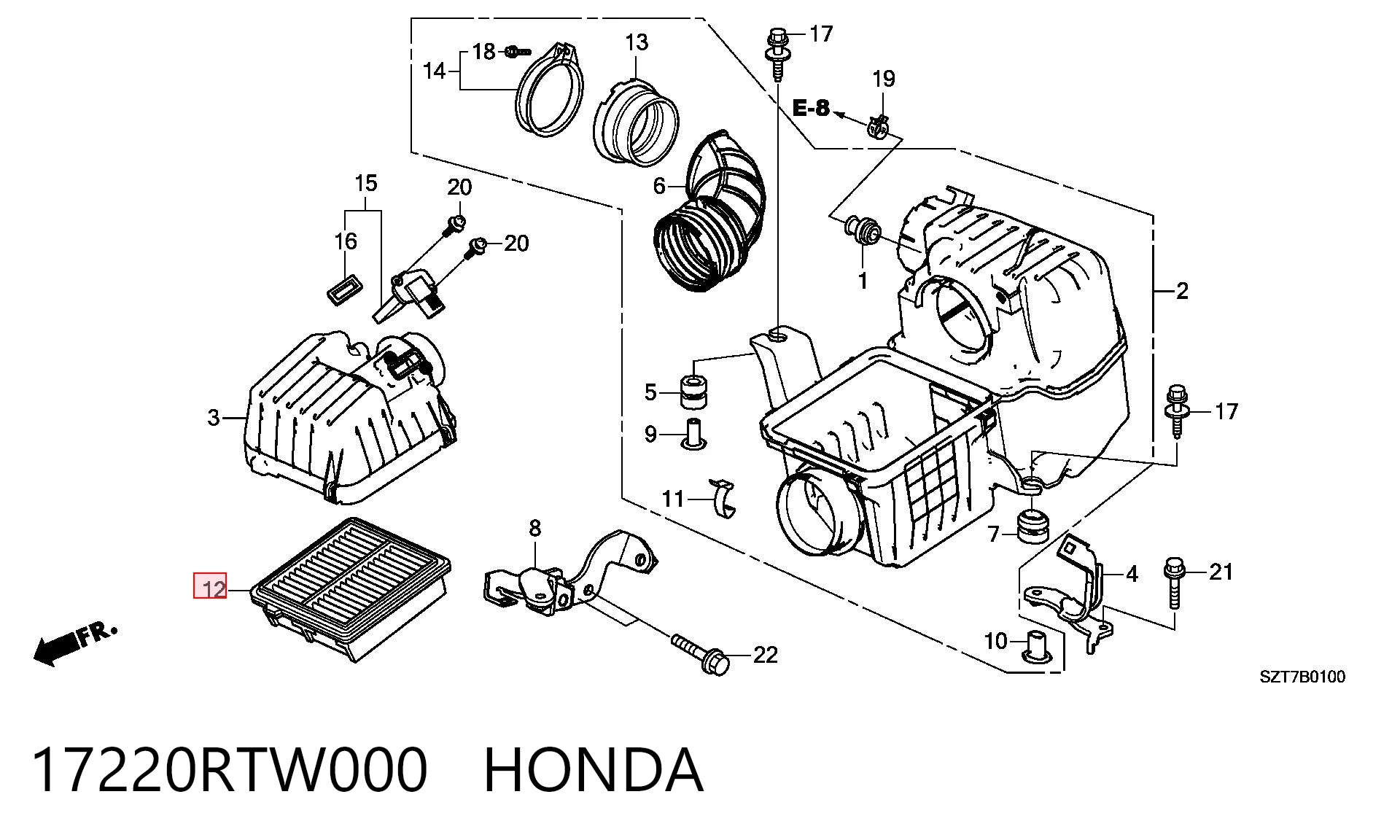 17220RTW000 Honda Повітряний фільтр двигуна