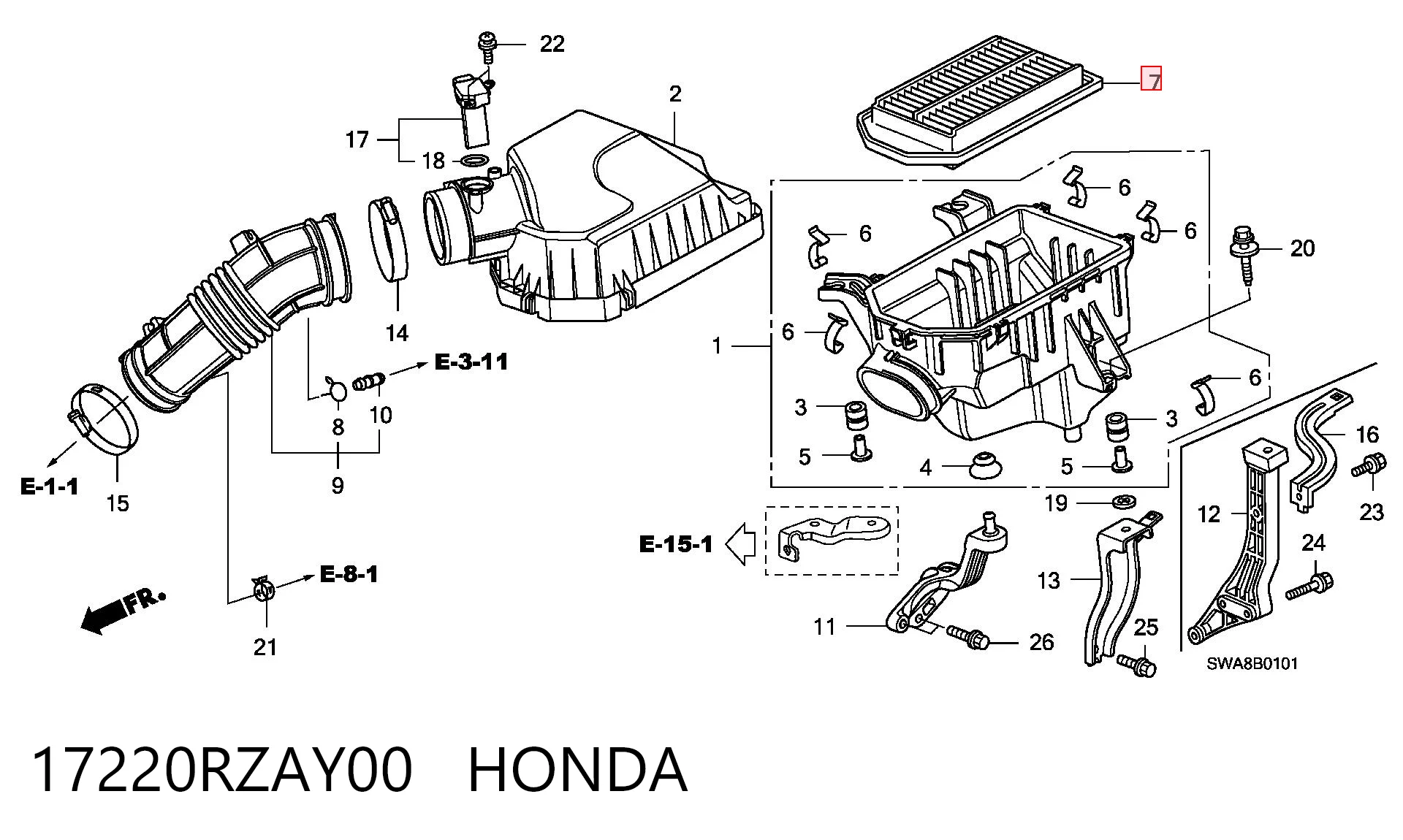17220RZAY00 Honda Повітряний фільтр двигуна