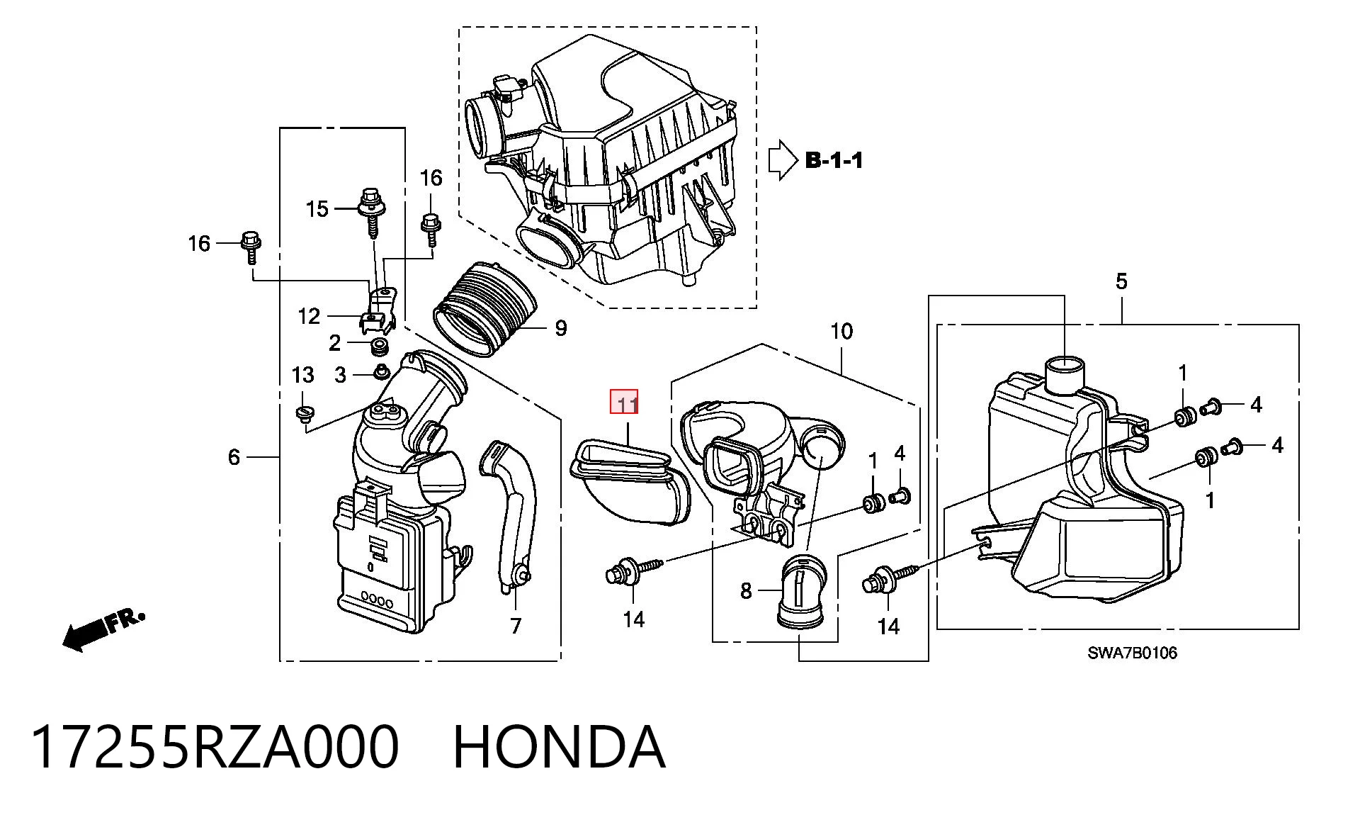 17255RZA000 Honda 