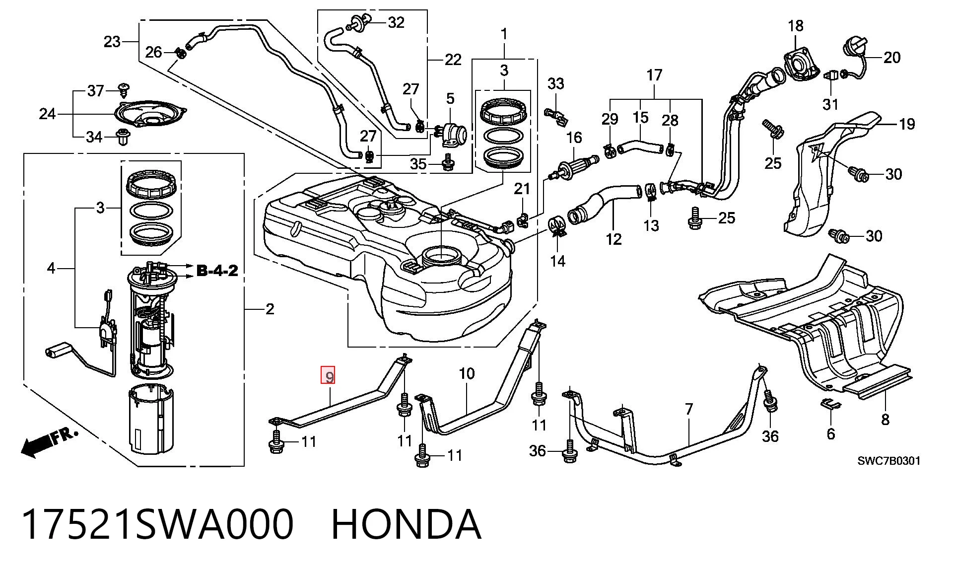 17521SWA000 Honda Кронштейн баку паливного