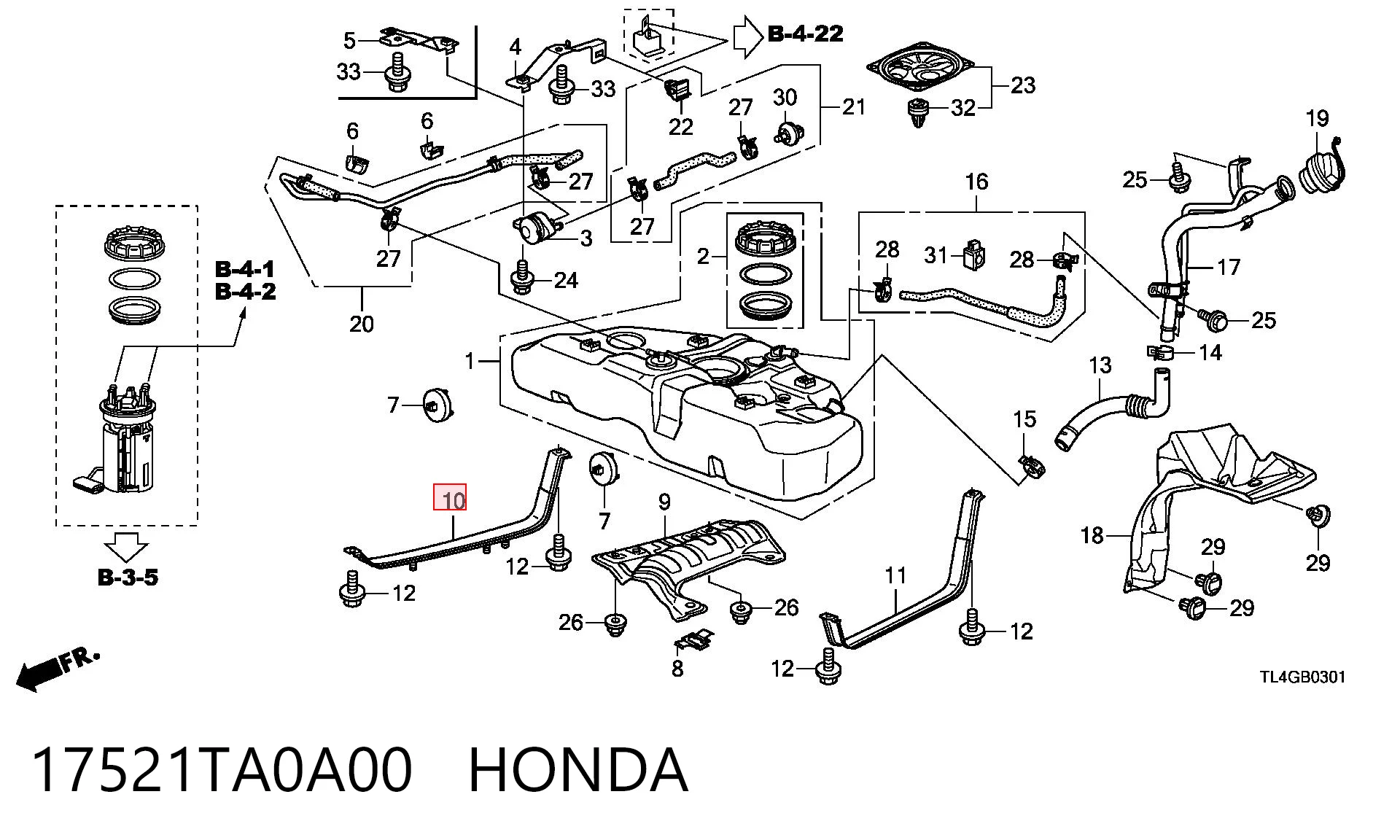 17521TA0A00 Honda Кронштейн баку паливного