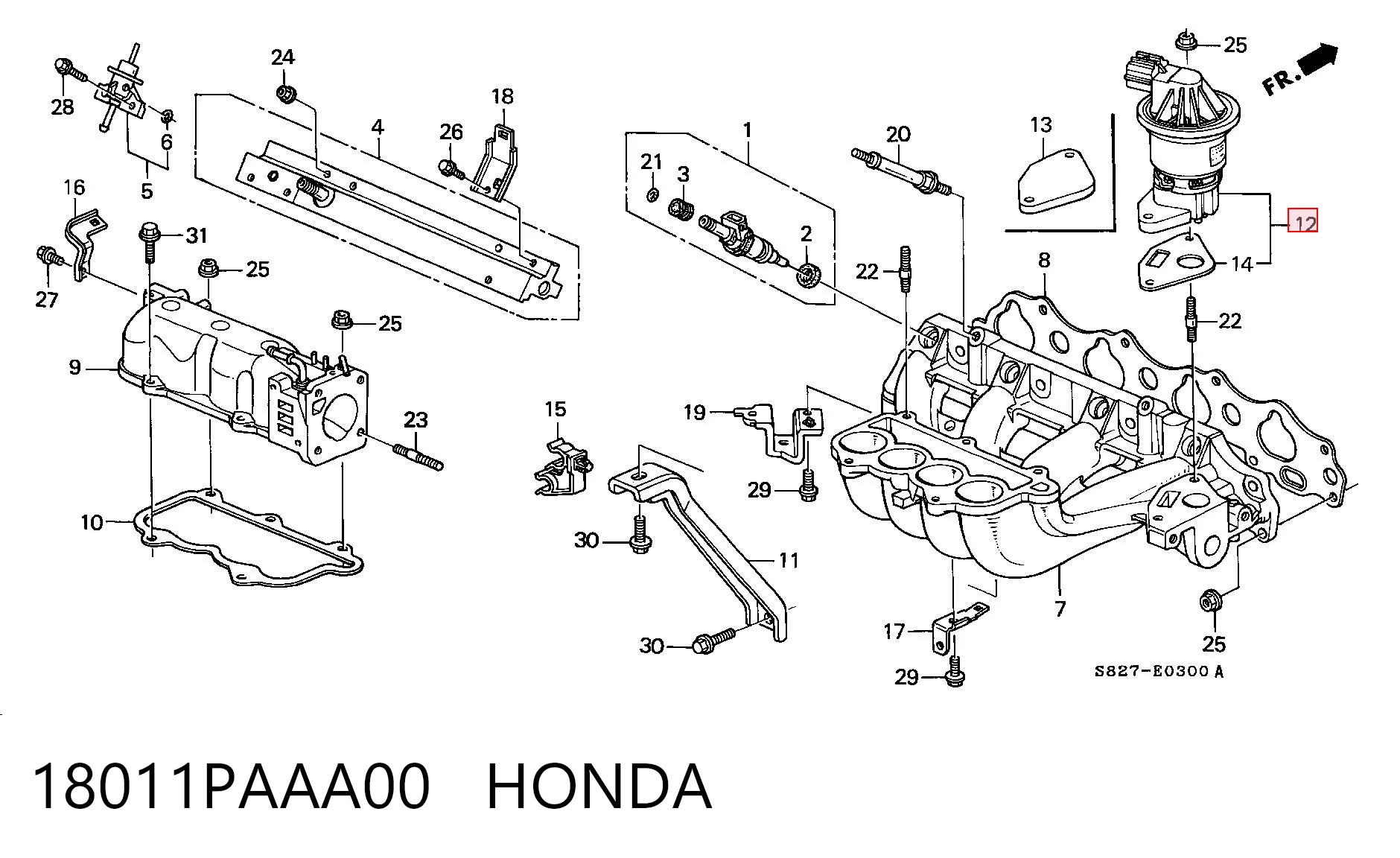 18011PAAA00 Honda Клапан рециркуляції відпрацьованих газів EGR
