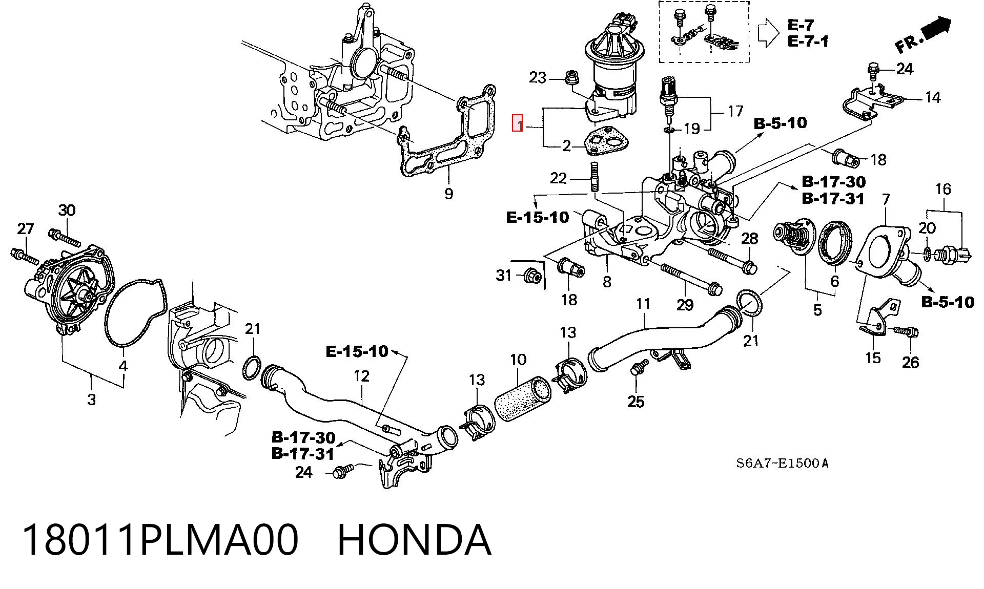 18011PLMA00 Honda Клапан рециркуляції відпрацьованих газів EGR