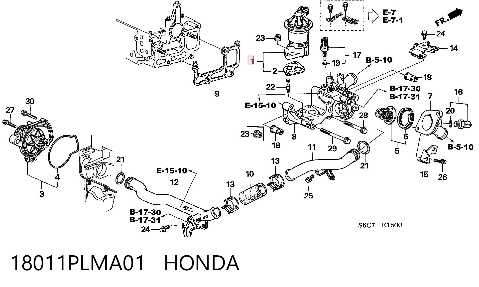 18011PLMA01 Honda Клапан рециркуляції відпрацьованих газів EGR