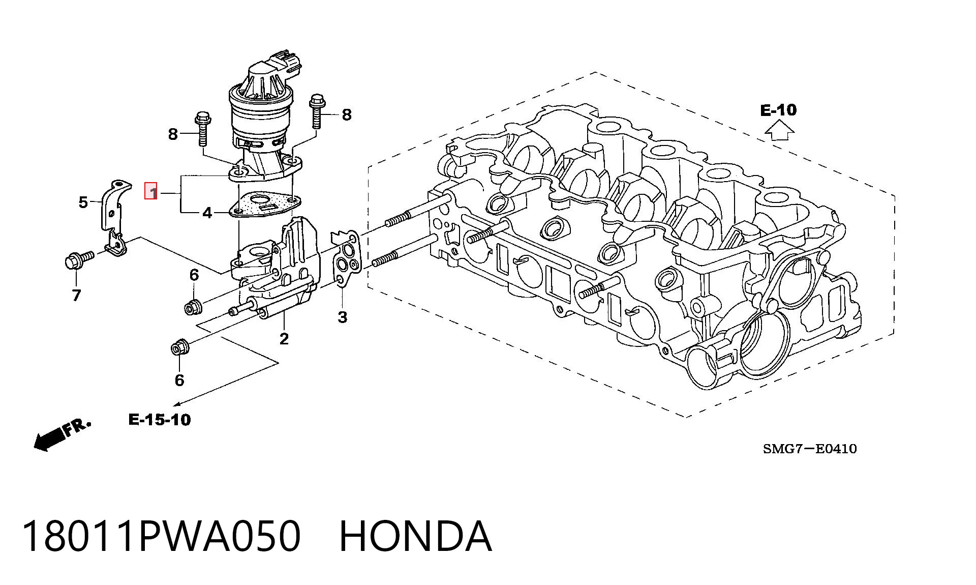 18011PWA050 Honda Клапан рециркуляції відпрацьованих газів EGR