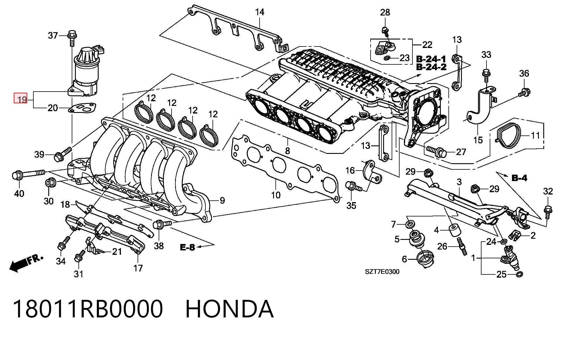 18011RB0000 Honda Клапан рециркуляції відпрацьованих газів EGR