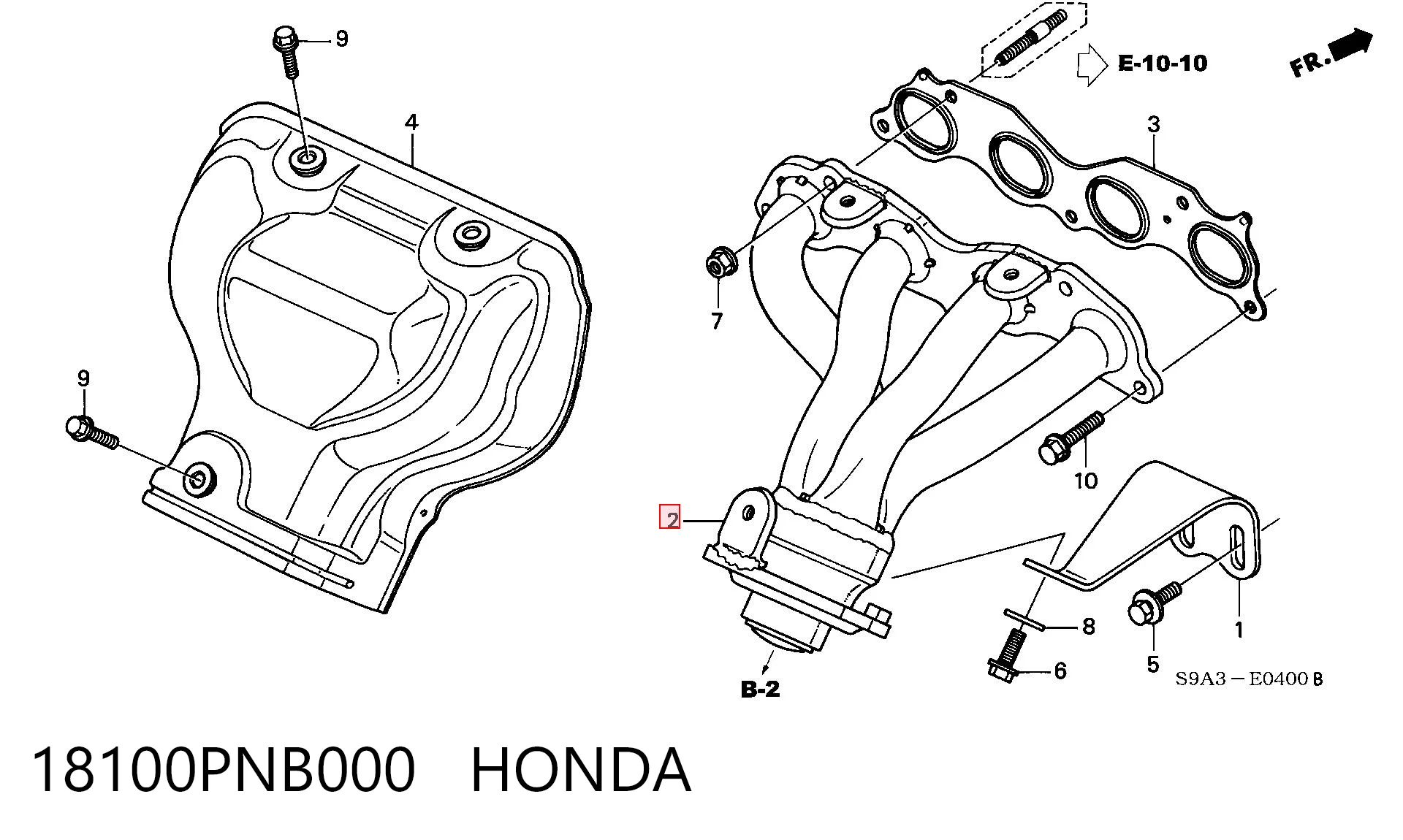 18100PNB000 Honda Система випуску газів двигуна