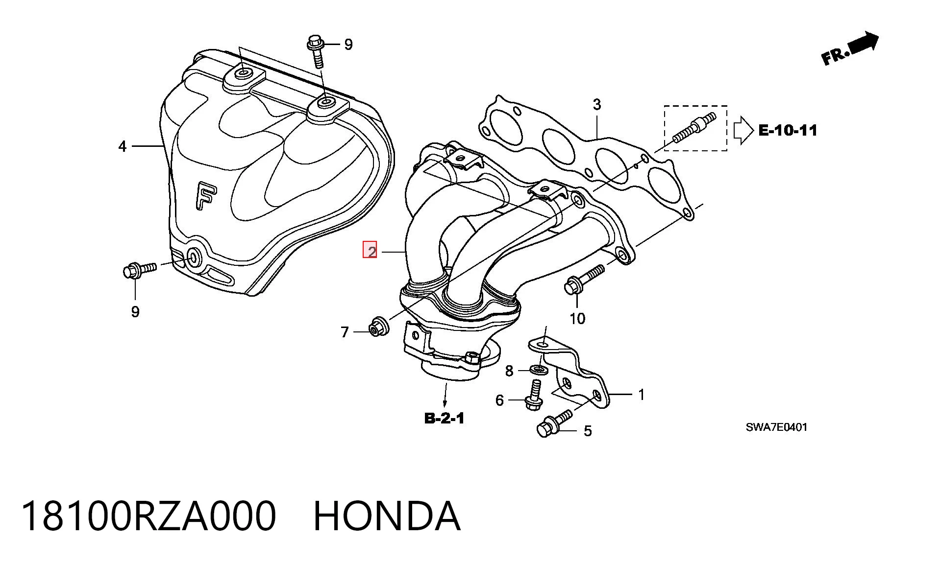 18100RZA000 Honda Система випуску газів двигуна