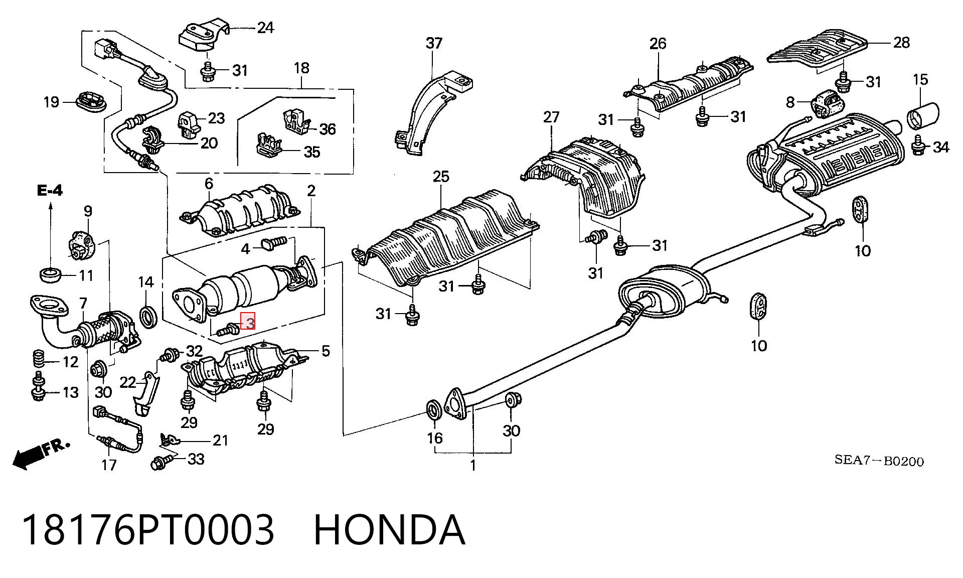 18176PT0003 Honda Болт вихлопної системи (глушника)