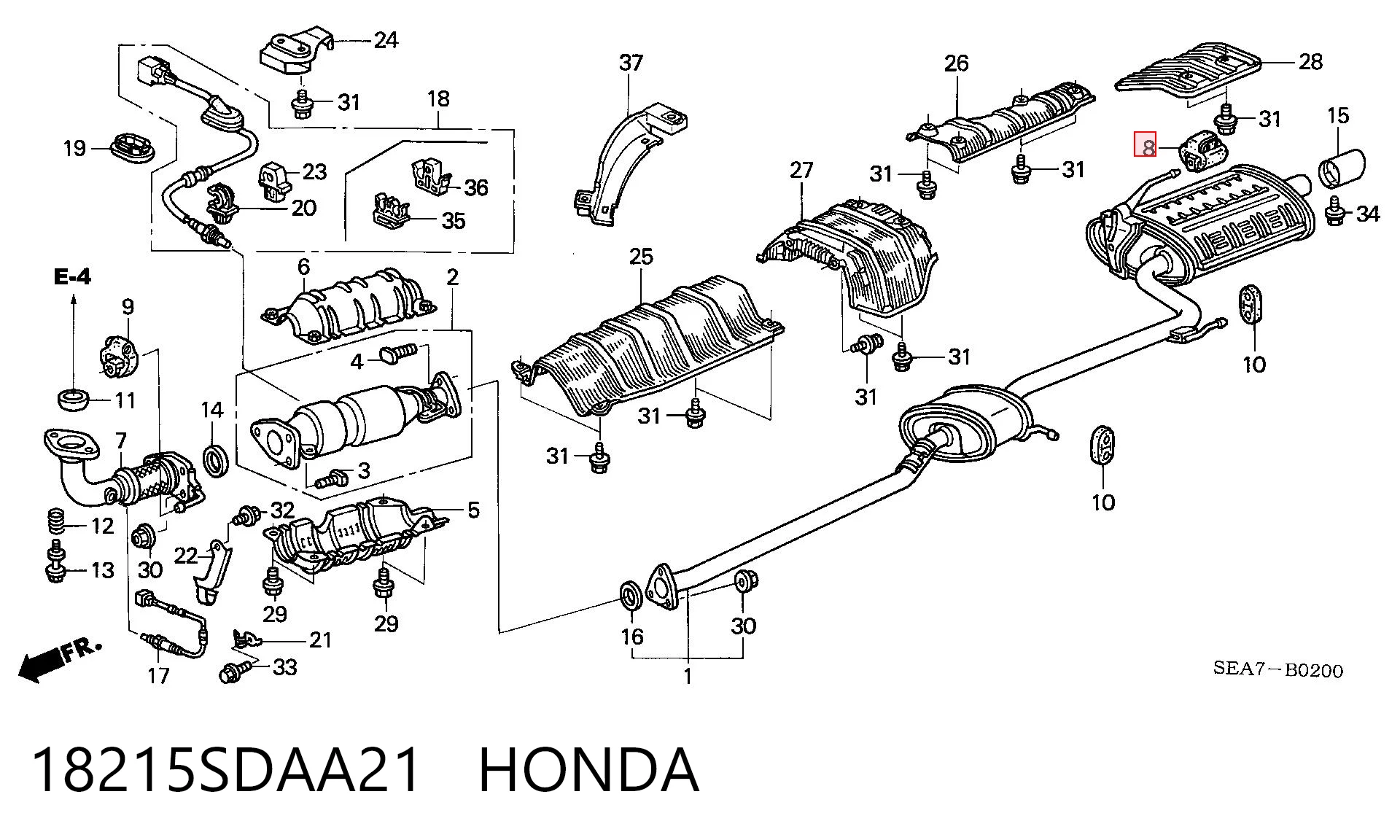 18215SDAA21 Honda Кронштейн кріплення глушника