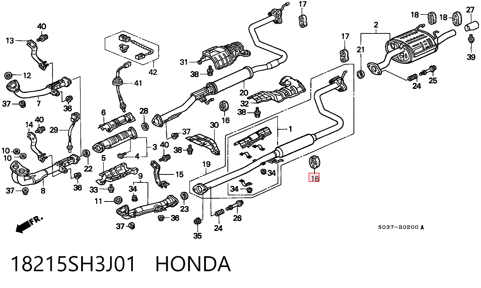 Кронштейн кріплення глушника на Honda Civic V EG, EH