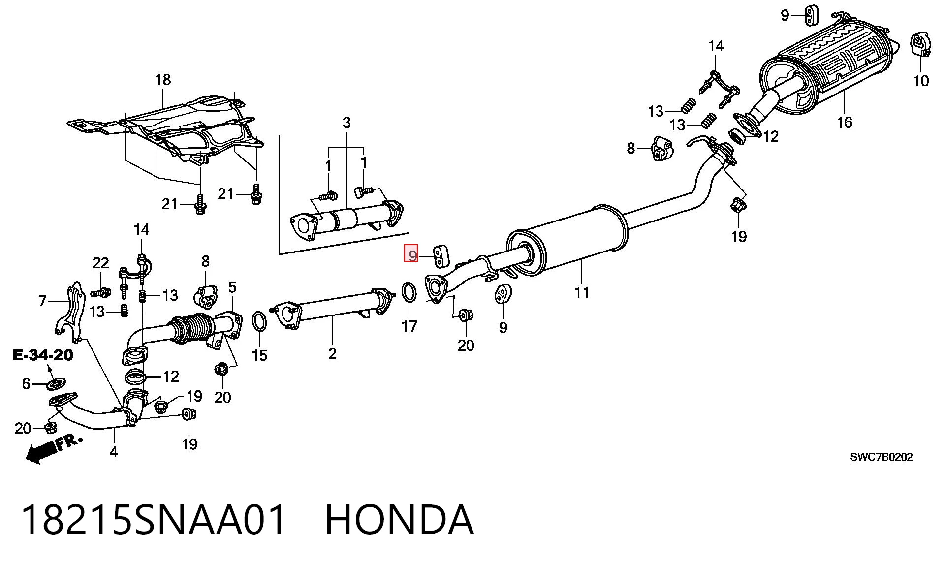 18215SNAA01 Honda Кронштейн кріплення глушника