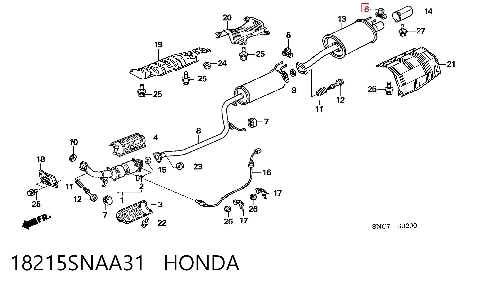 18215SNAA31 Honda Тримач глушника задній