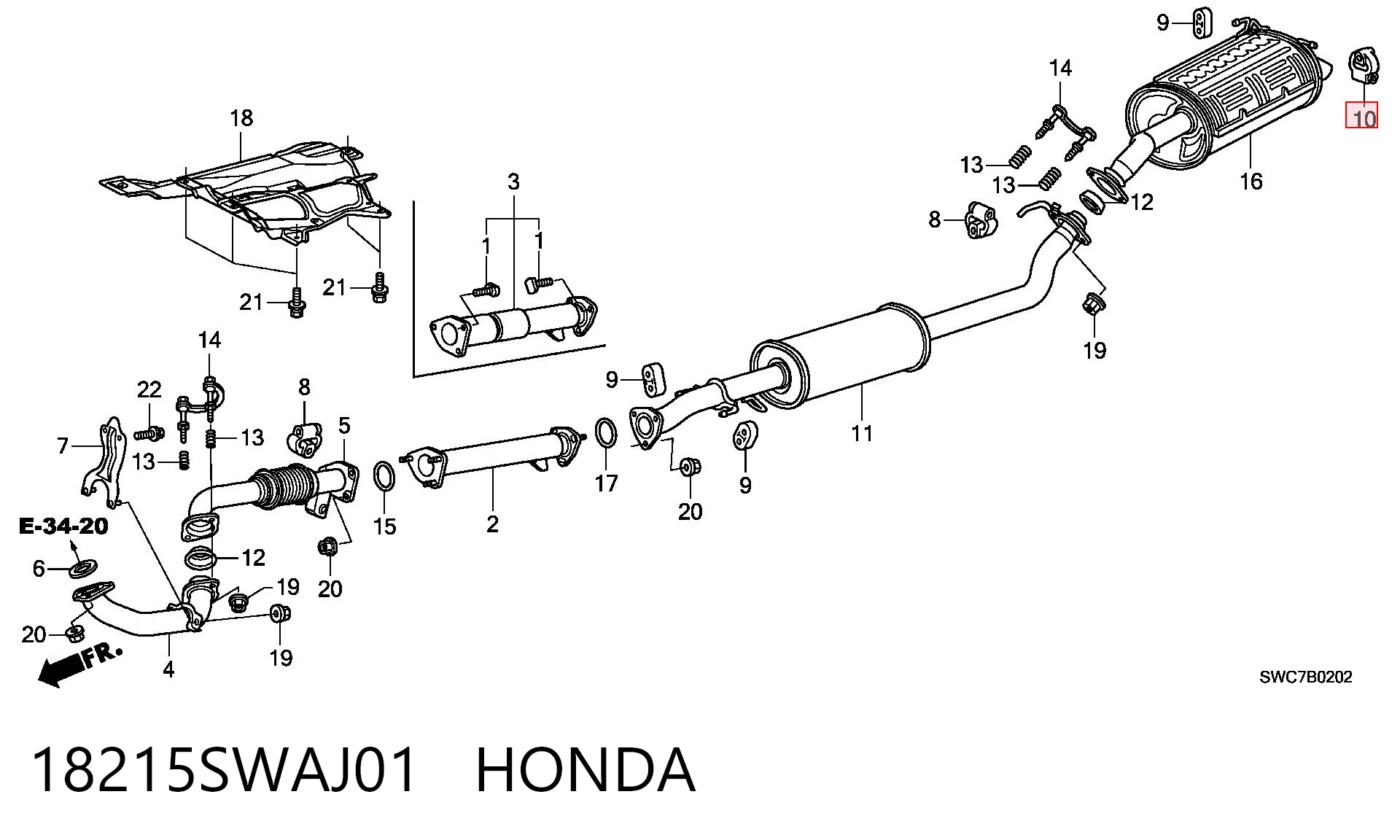 18215SWAJ01 Honda 