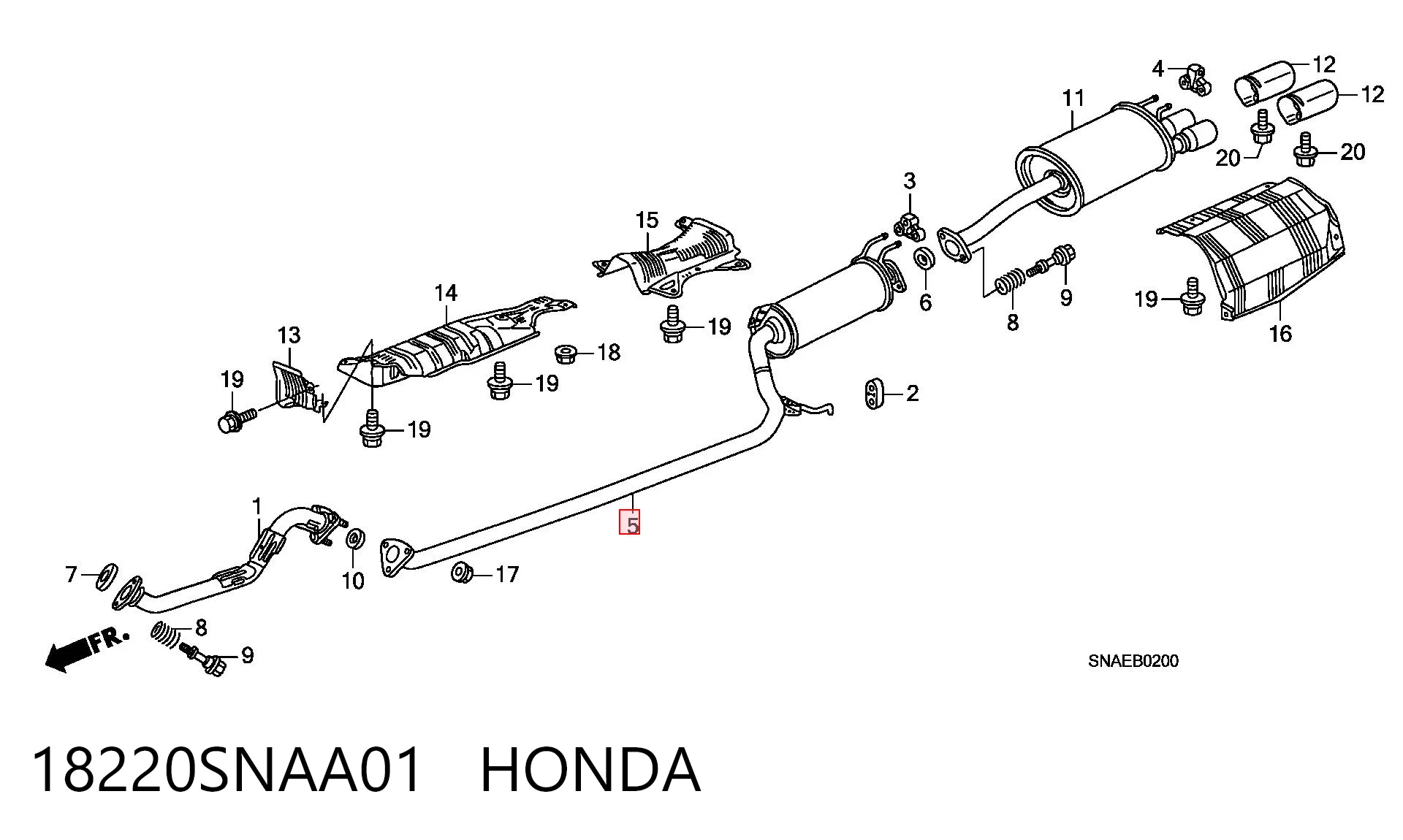 18220SNAA01 Honda Середній глушник