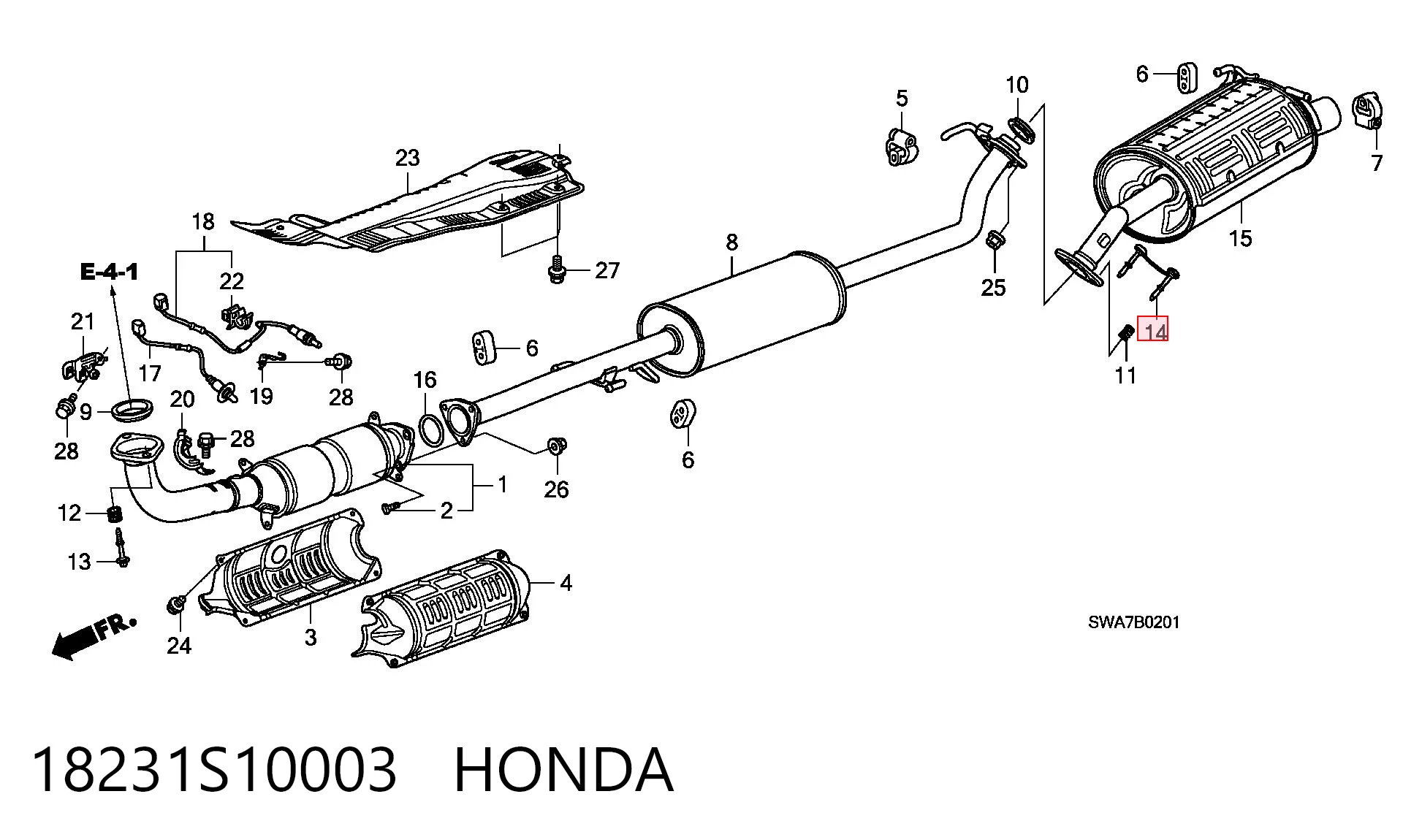 18231S10003 Honda Кронштейн приймальної труби глушника