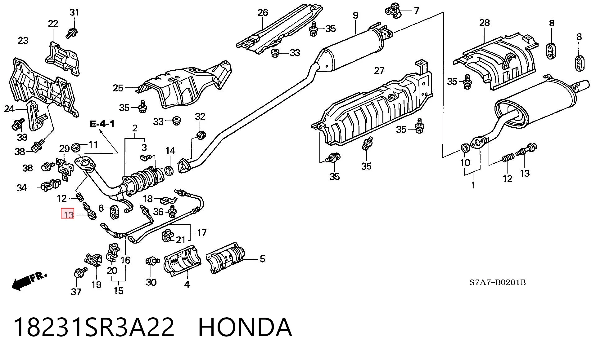18231SR3A22 Honda Шпилька випускного колектора