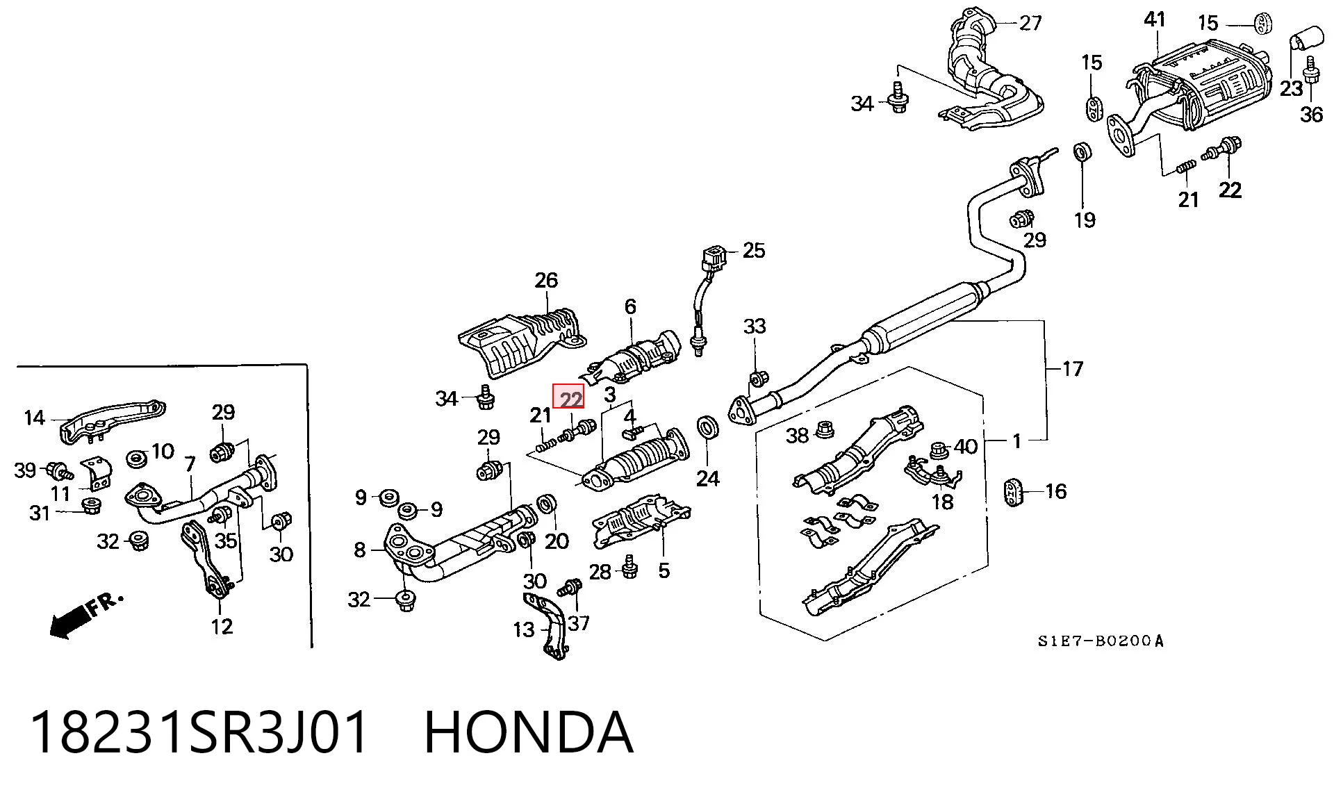 18231SR3J01 Honda Болт вихлопної системи (глушника)
