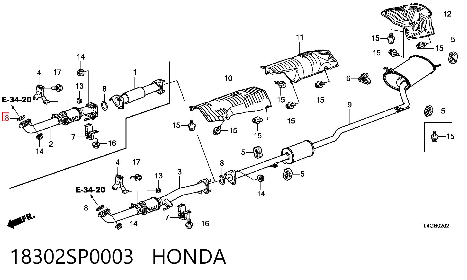 18302SP0003 Honda Кільце глушника