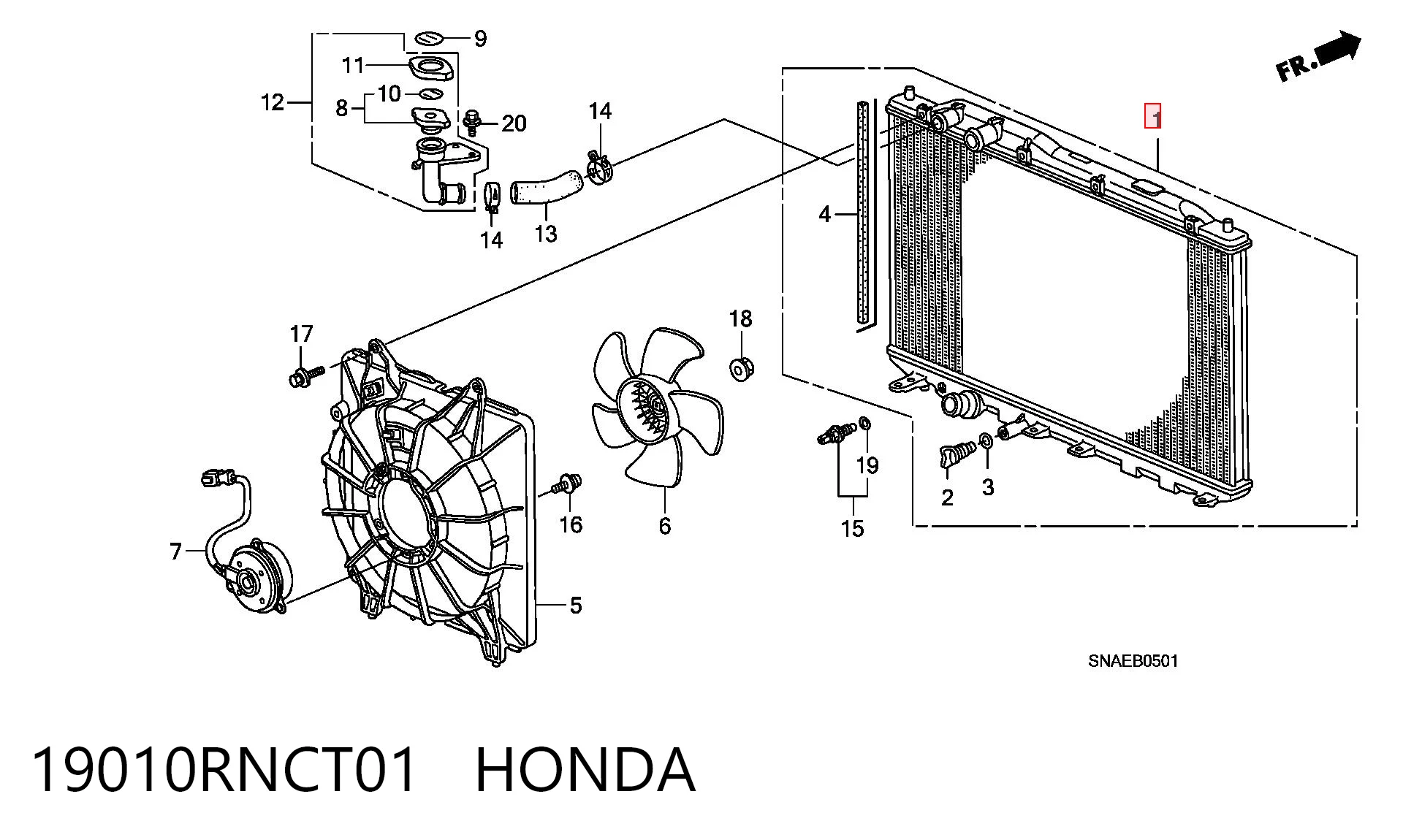 19010RNCT01 Honda Радіатор охолодження двигуна