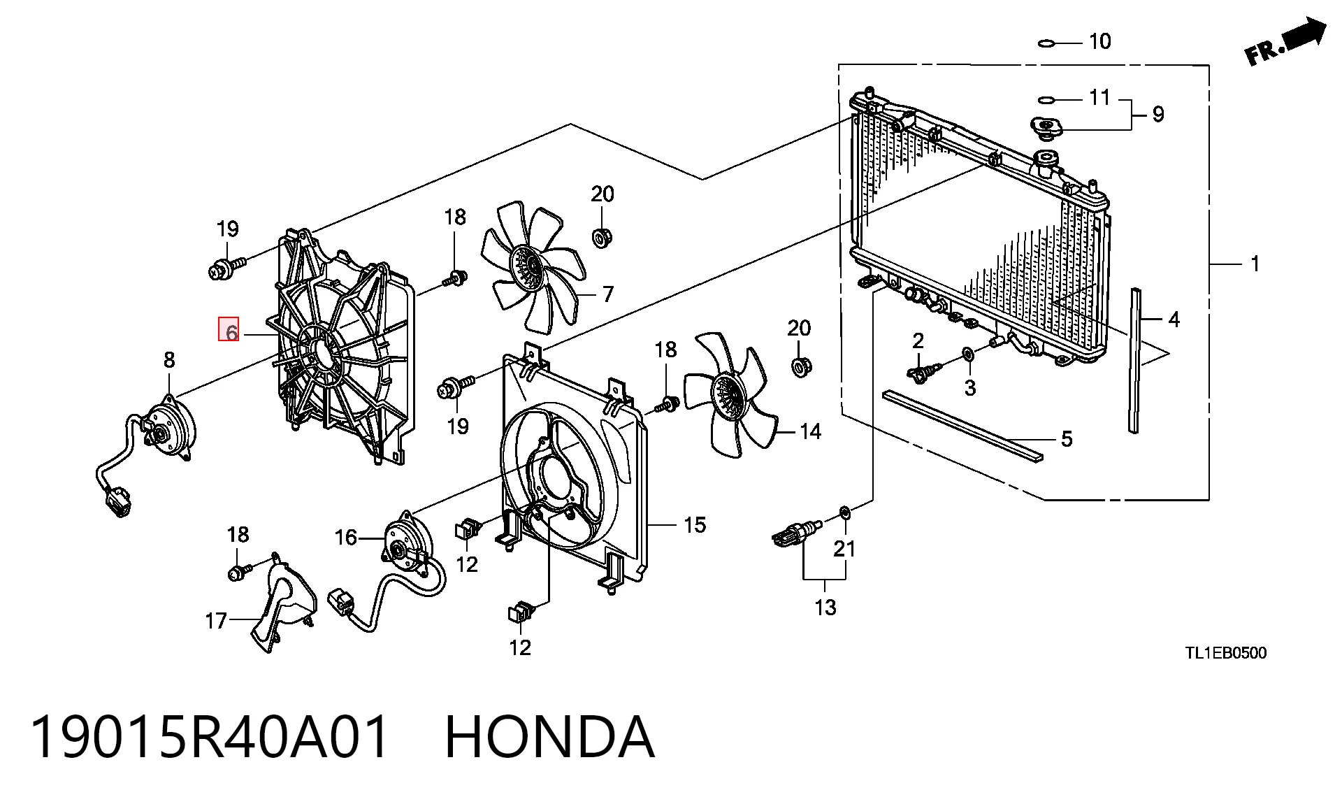 19015R40A01 Honda Облицювання рамки радіатора