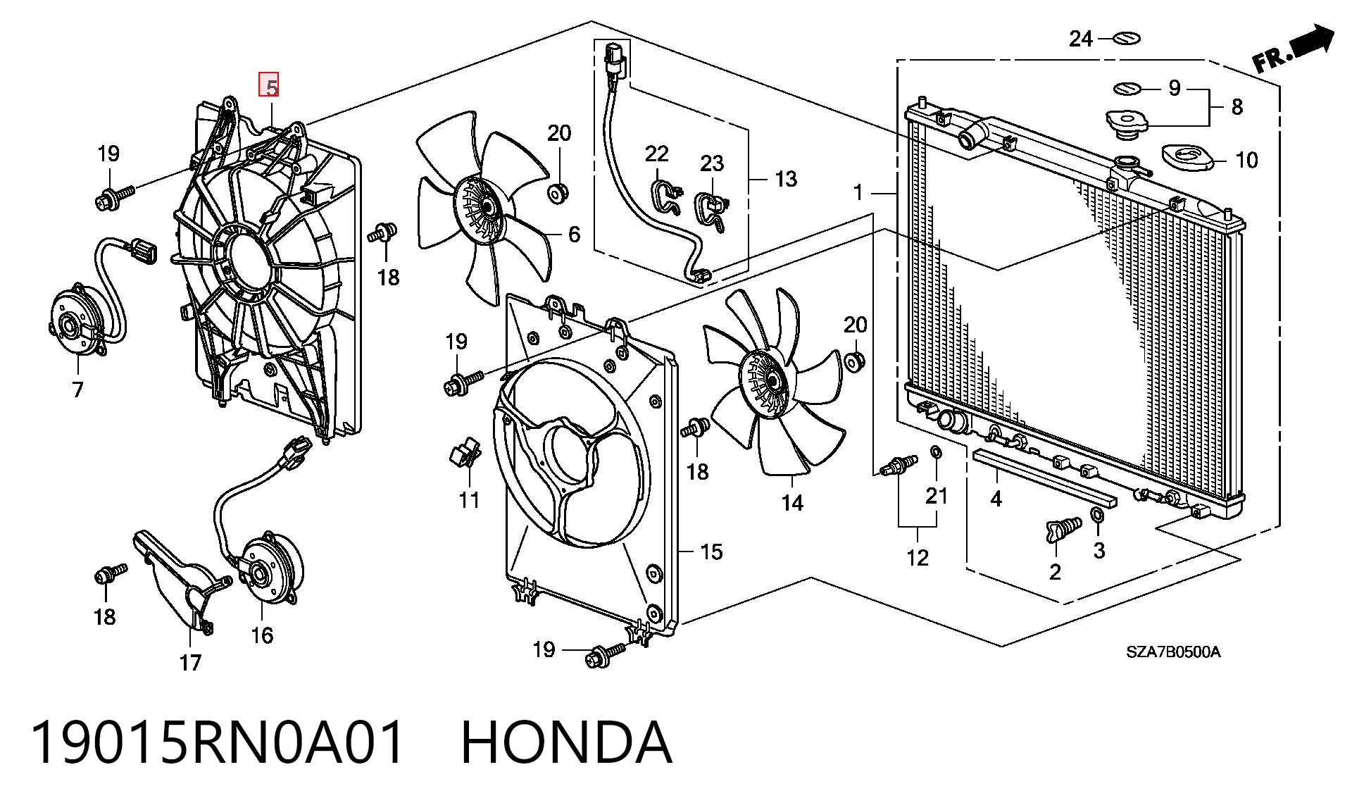 19015RN0A01 Honda Облицювання рамки радіатора