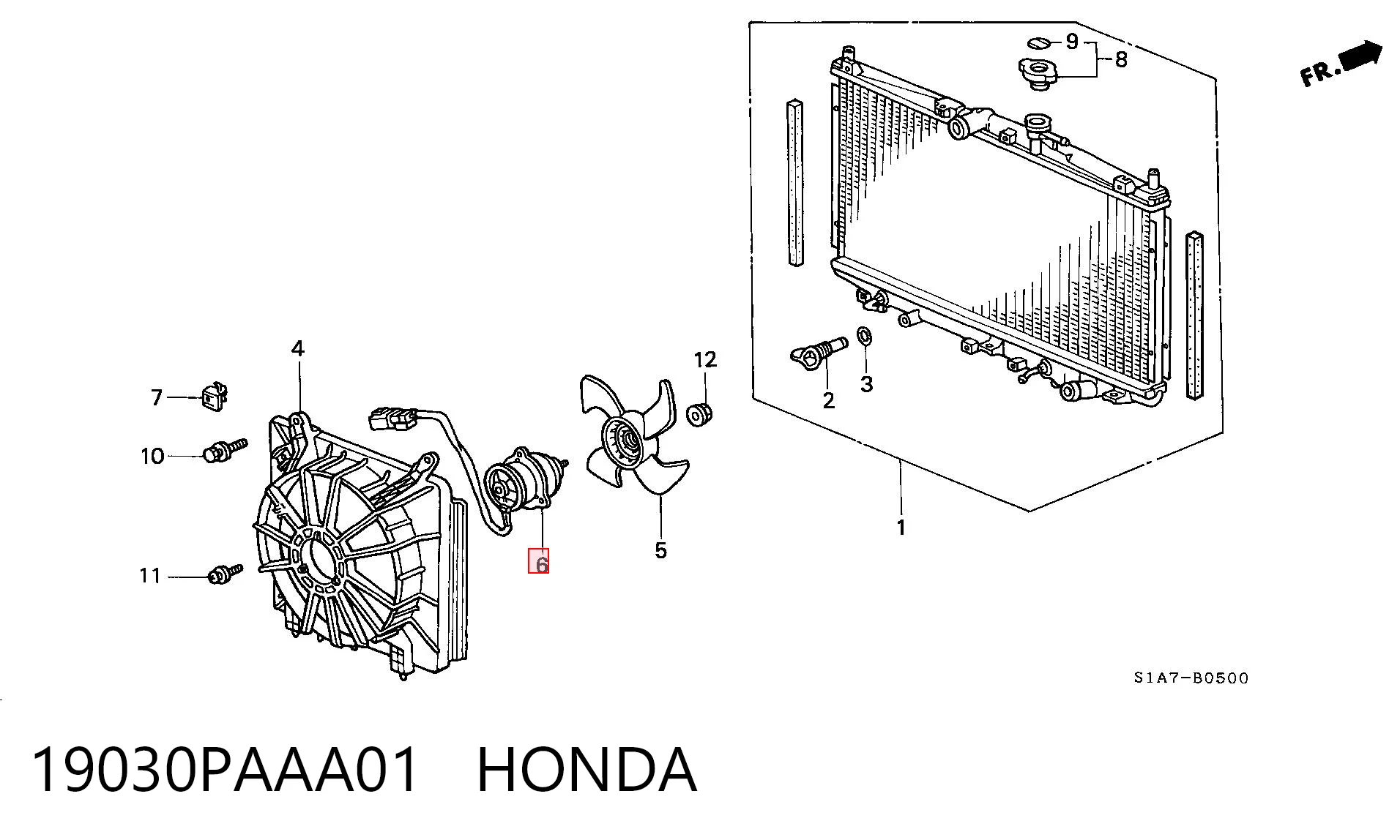 19030PAAA01 Honda Електродвигун вентилятора системи охолодження