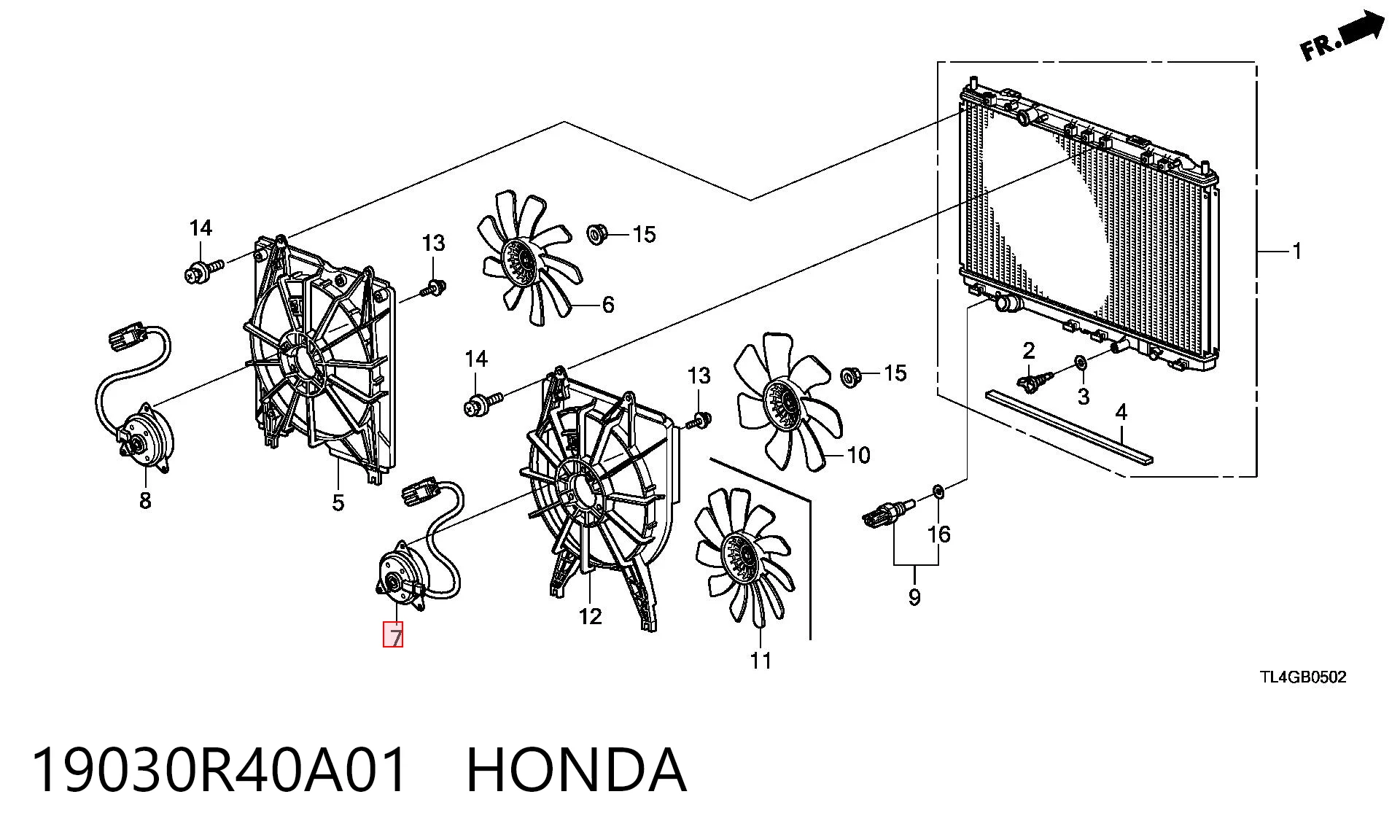 19030R40A01 Honda Мотор вентилятора системи охолодження, лівий