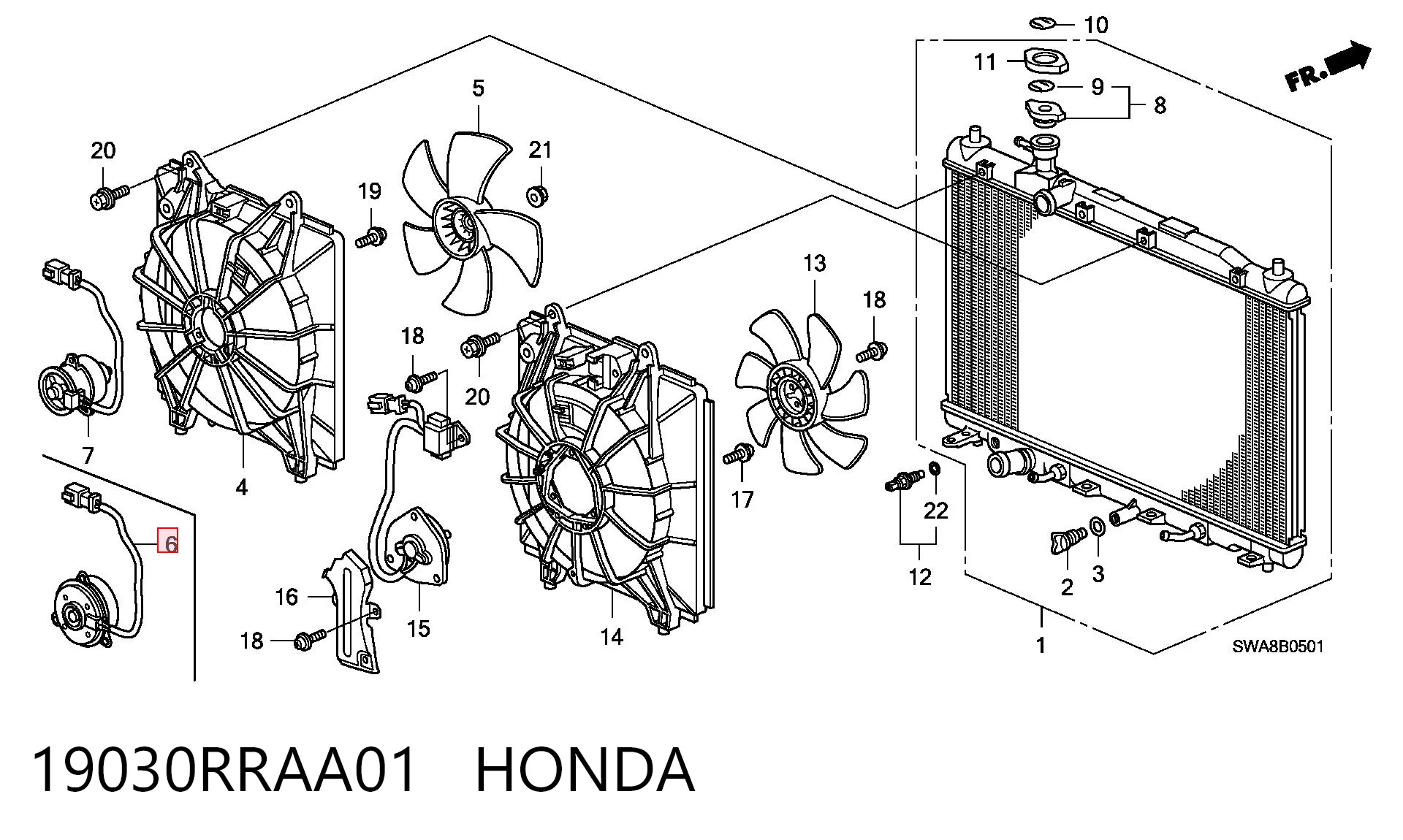 19030RRAA01 Honda Електродвигун вентилятора системи охолодження