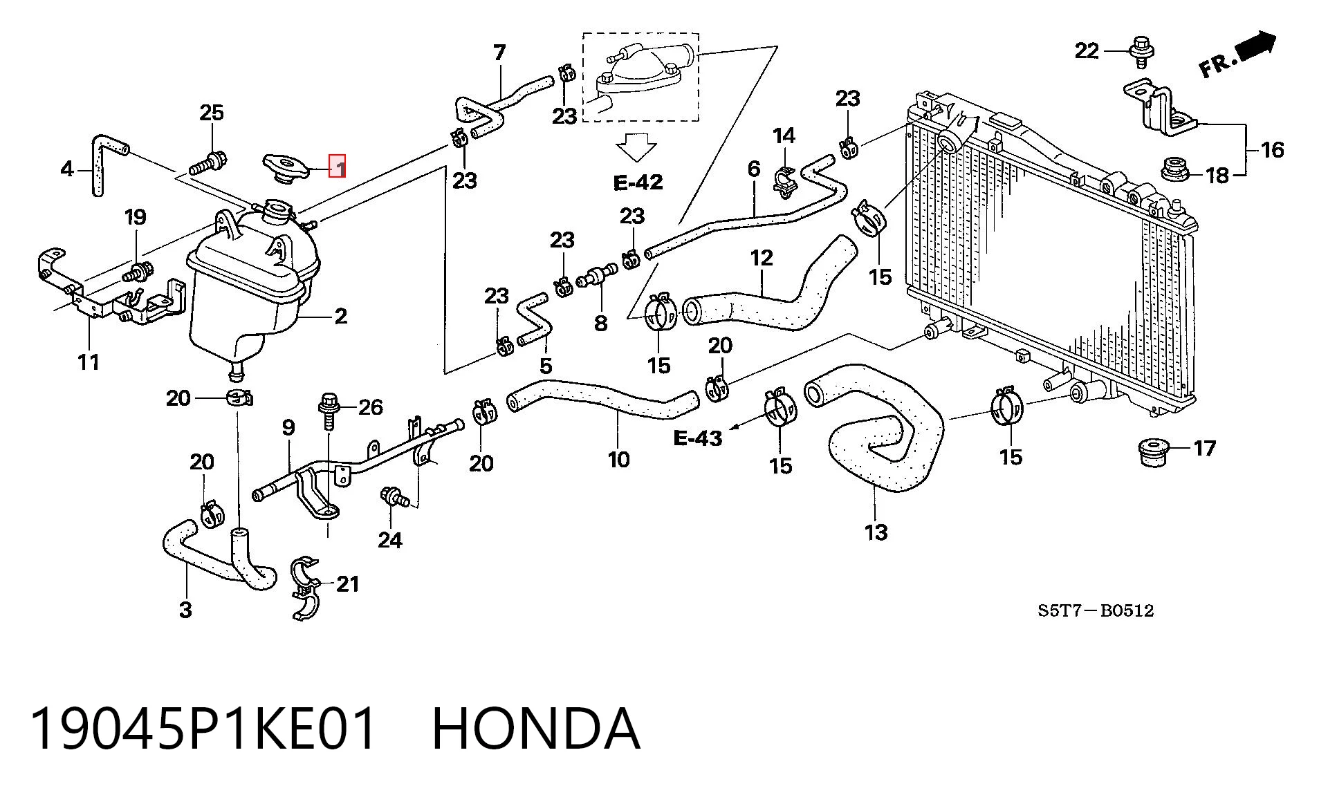 19045P1KE01 Honda Кришка / пробка радіатора
