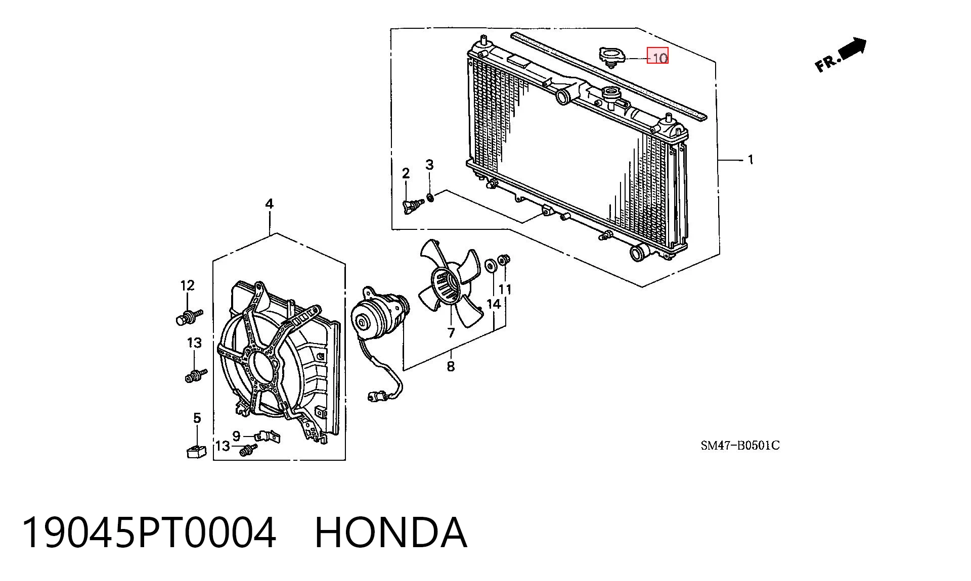 19045PT0004 Honda Кришка / пробка радіатора