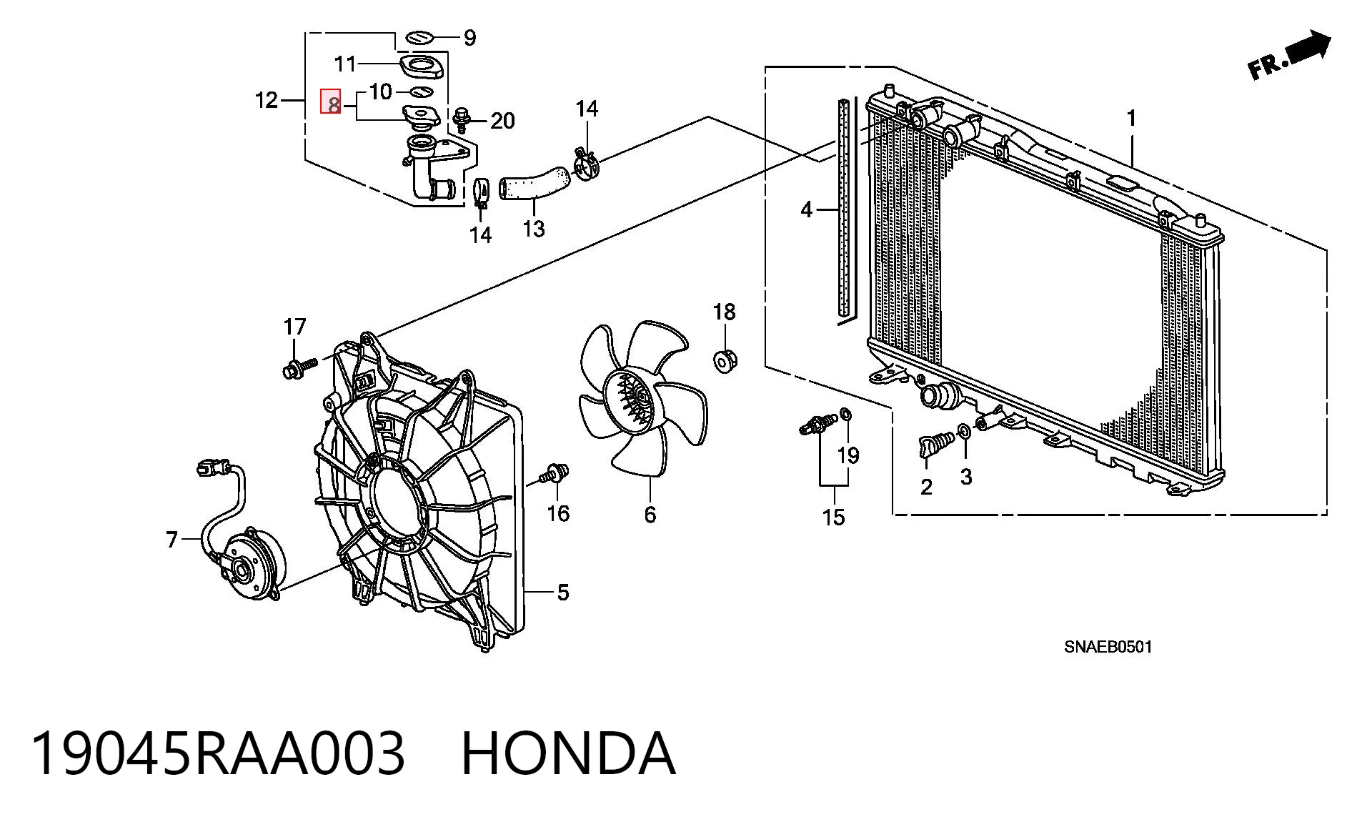 19045RAA003 Honda Кришка / пробка радіатора