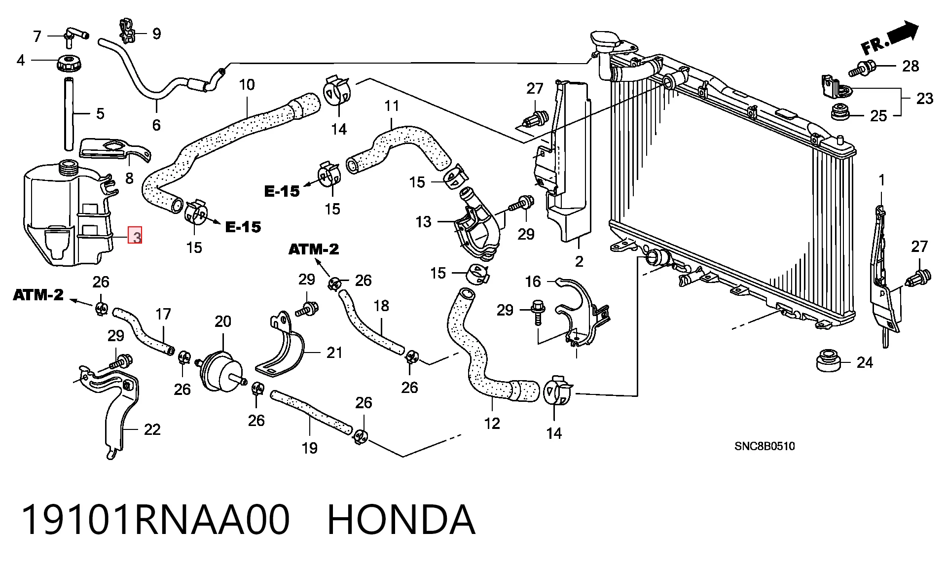 19101RNAA00 Honda Розширювальний бачок охолодження
