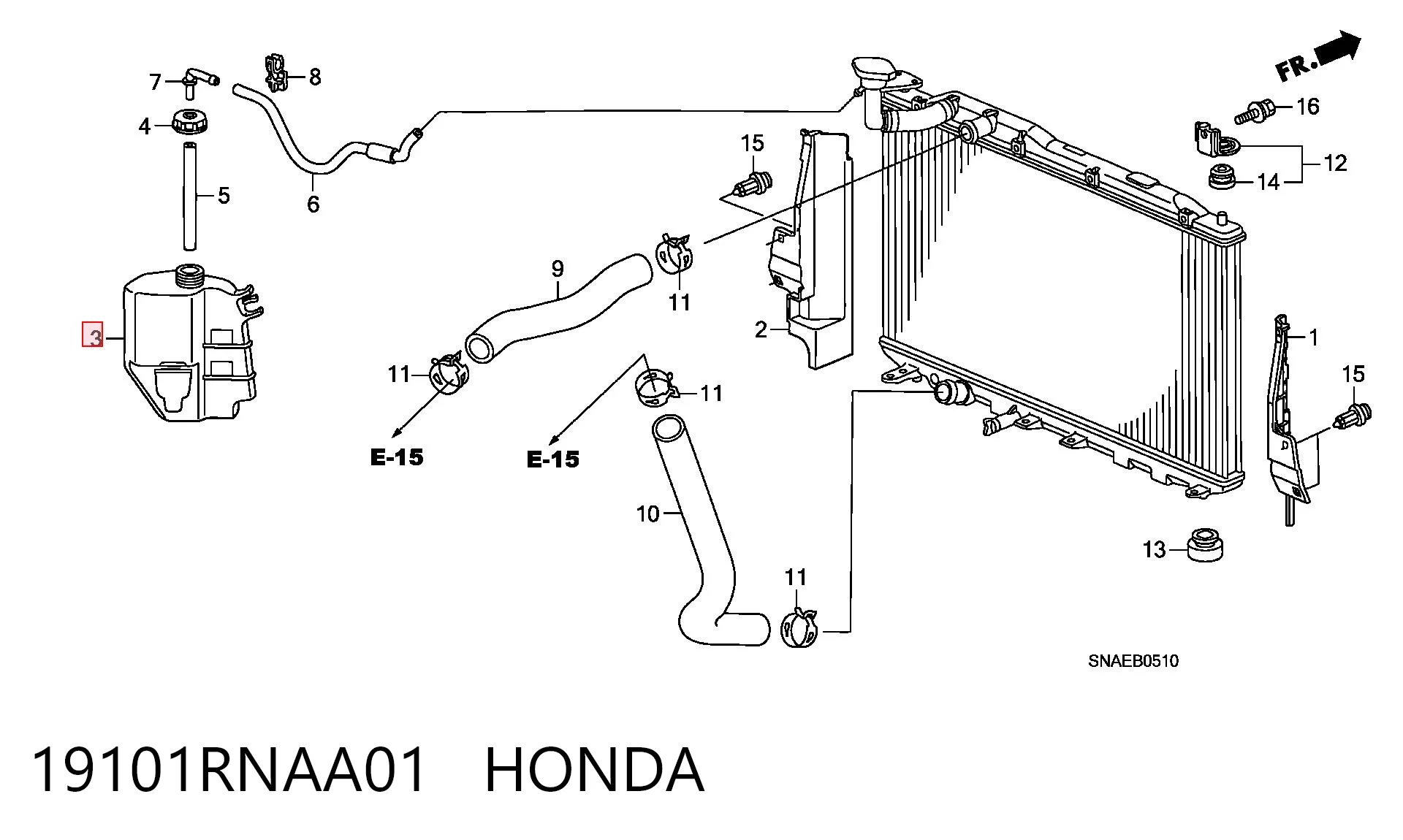 19101RNAA01 Honda Розширювальний бачок охолодження