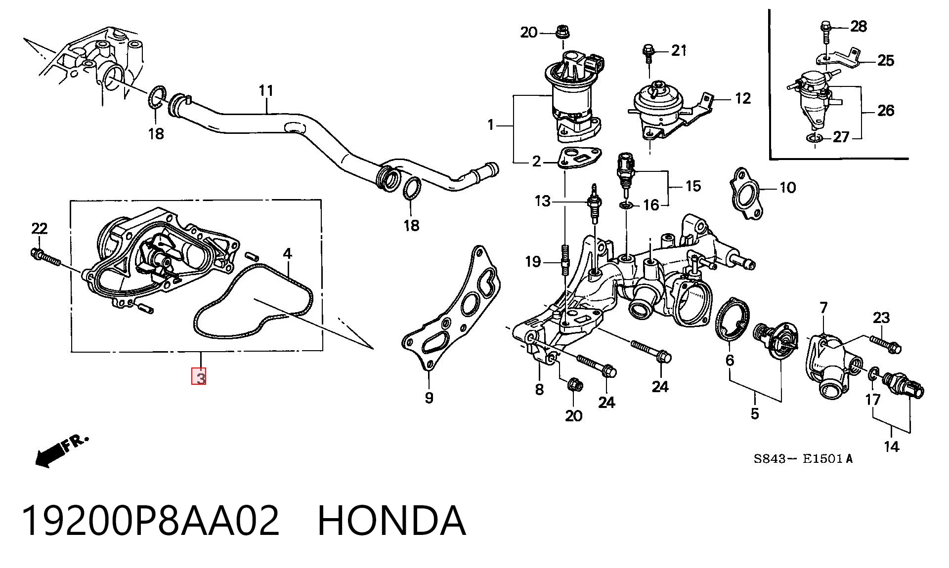 19200P8AA02 Honda Насос охолодження