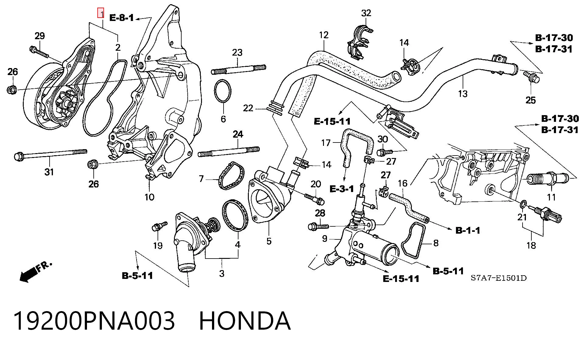 19200PNA003 Honda Насос охолодження