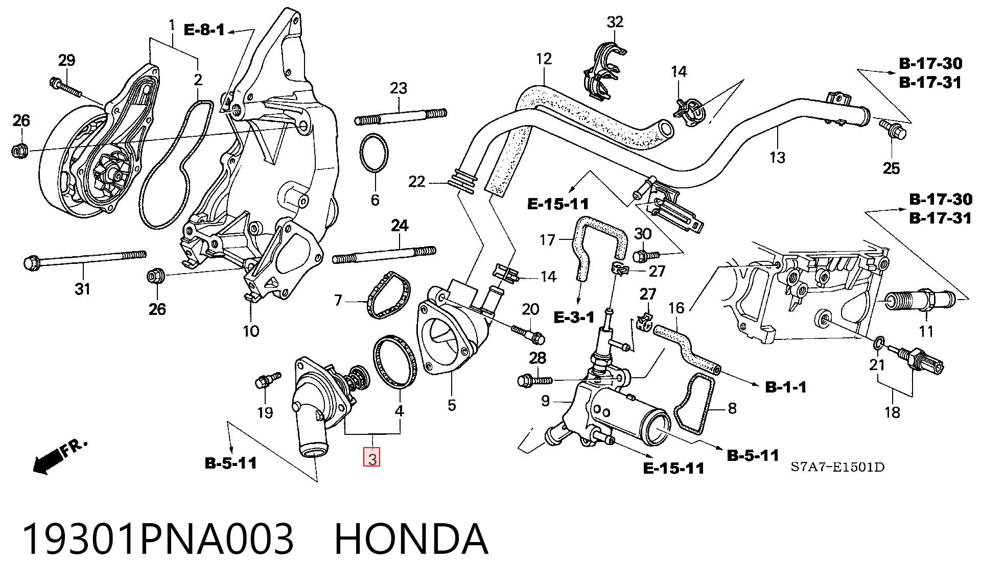 19301PNA003 Honda Авто термостат