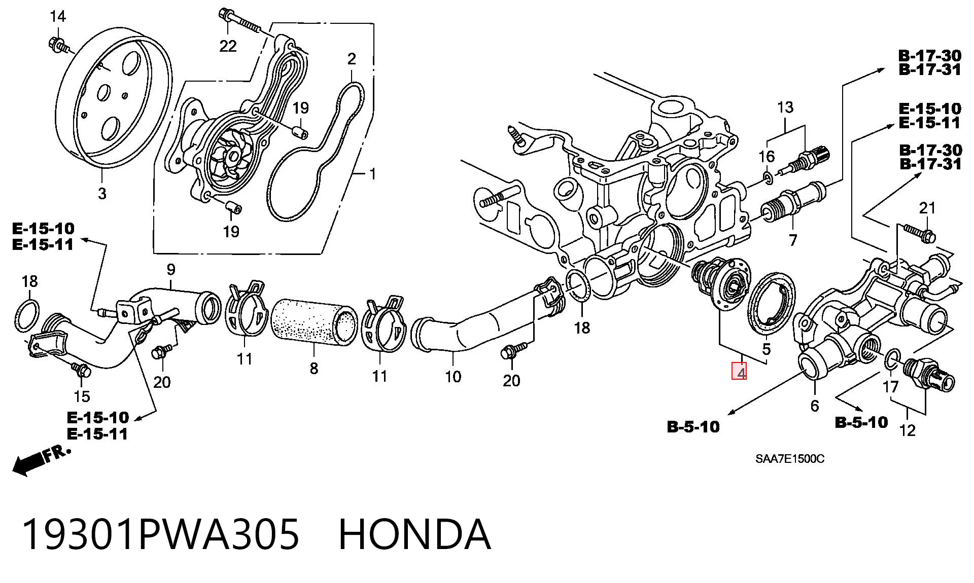 19301PWA305 Honda Авто термостат