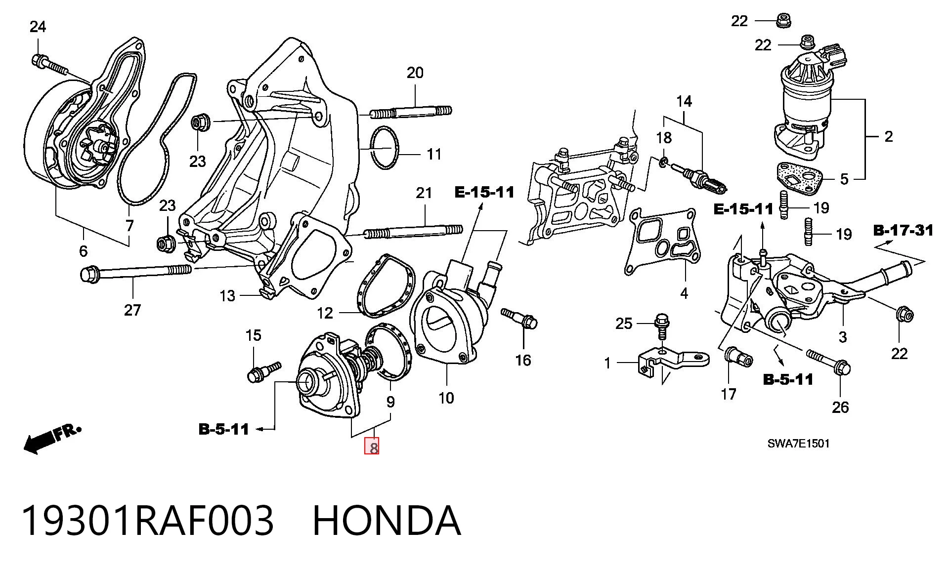 19301RAF003 Honda Авто термостат