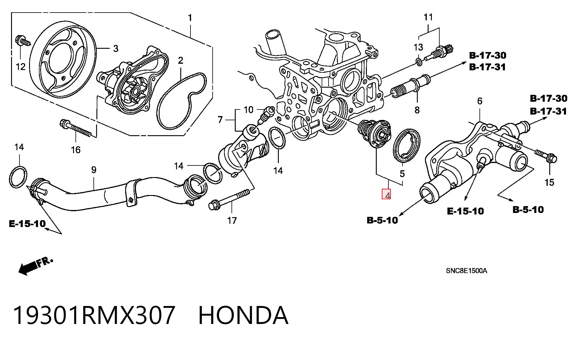 19301RMX307 Honda Авто термостат