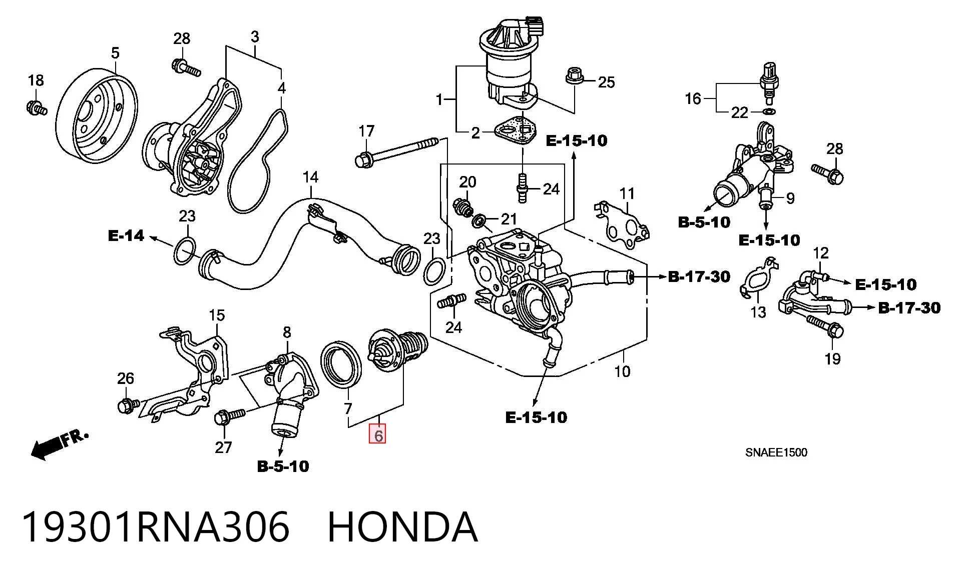 19301RNA306 Honda Авто термостат