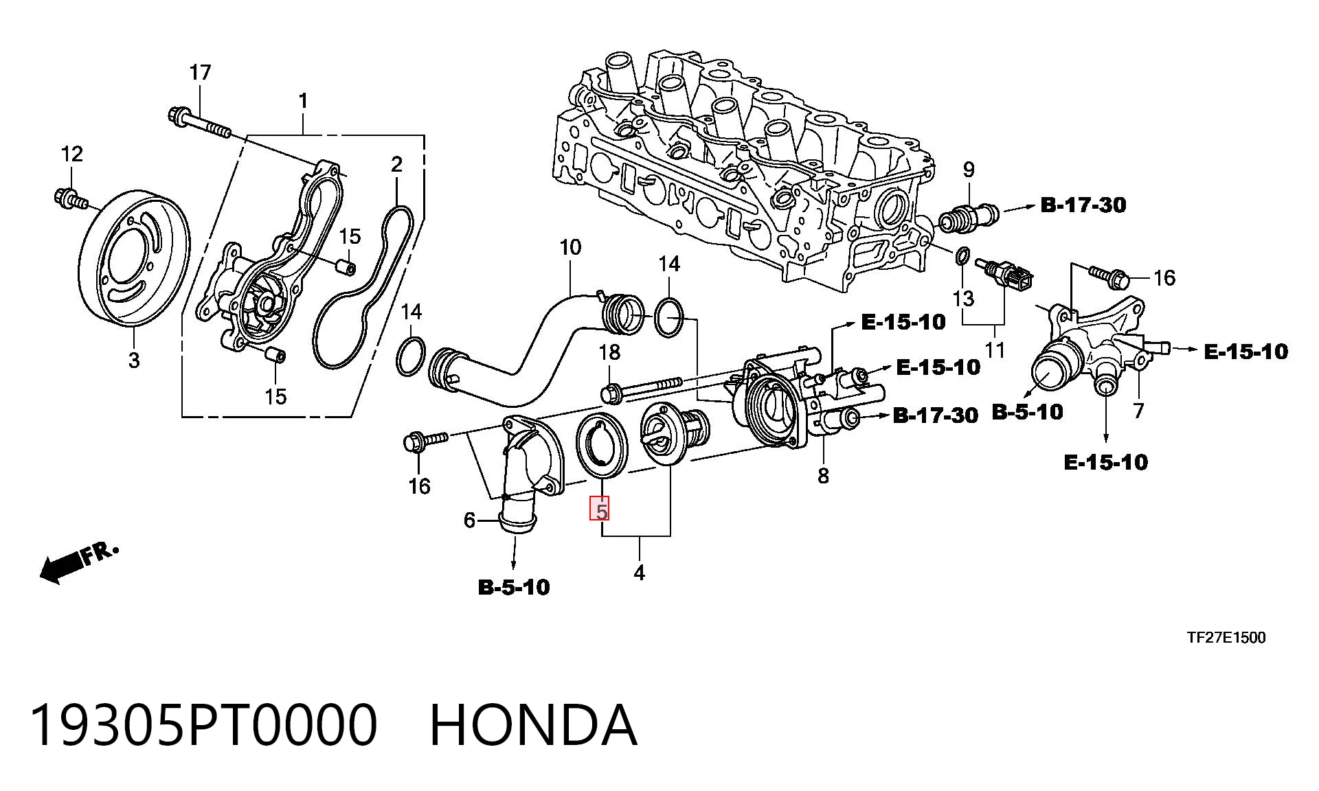 19305PT0000 Honda Прокладка термостата