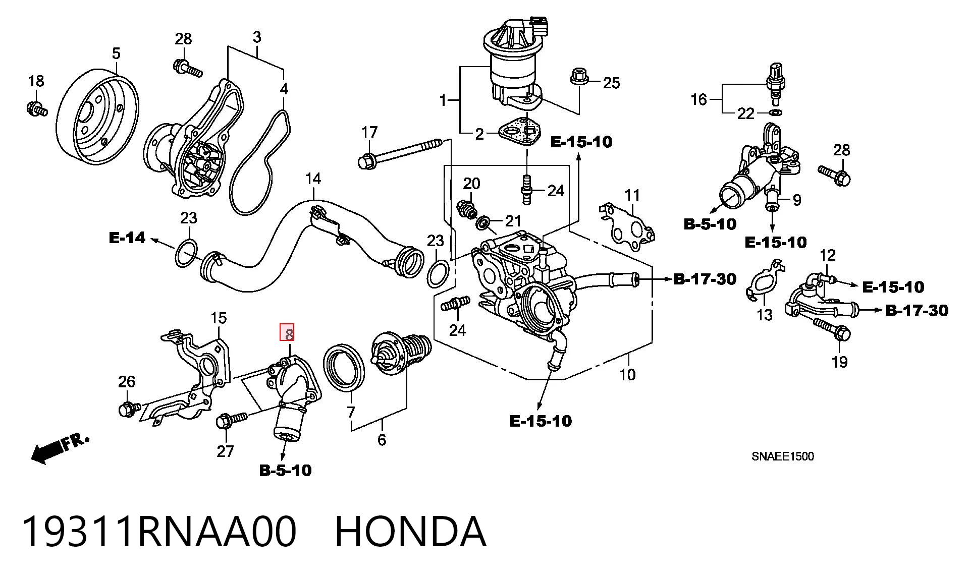 19311RNAA00 Honda Кришка термостата