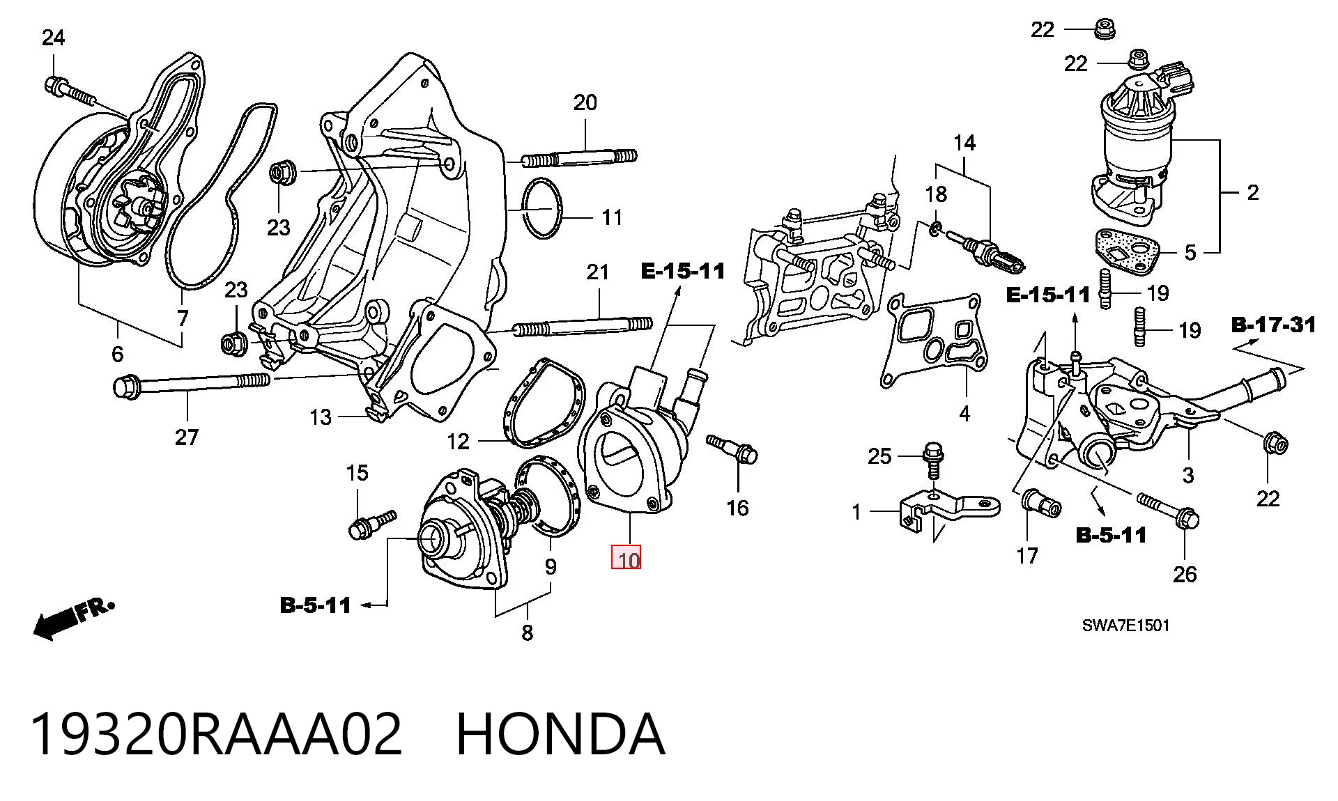 19320RAAA02 Honda Кришка термостата