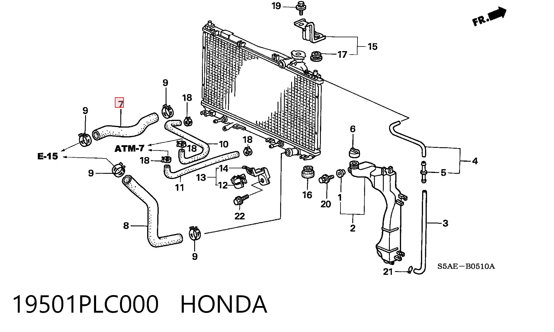 19501PLC000 Honda Шланги системи охолодження
