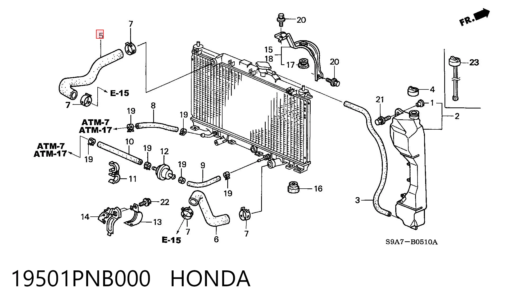 19501PNB000 Honda Шланги системи охолодження